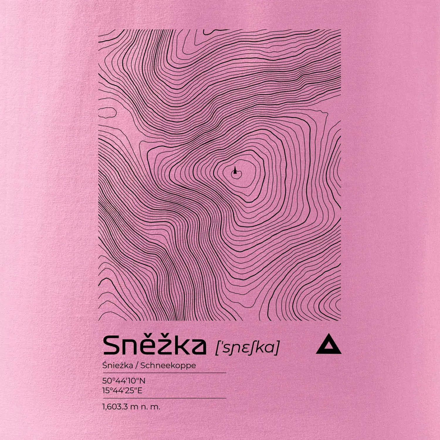 Sněžka - vrstevnice v obdélníku
