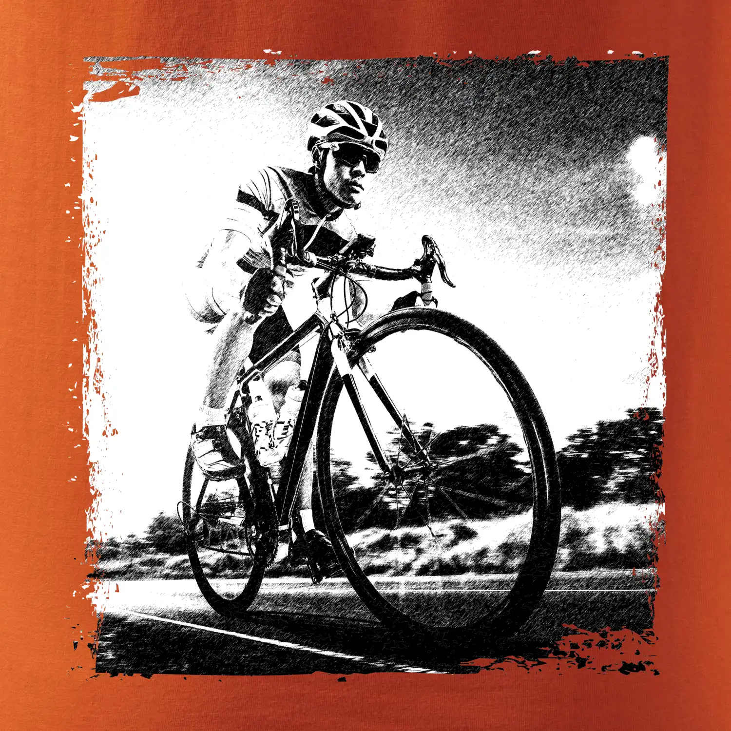 Cyklista černobílá cesta