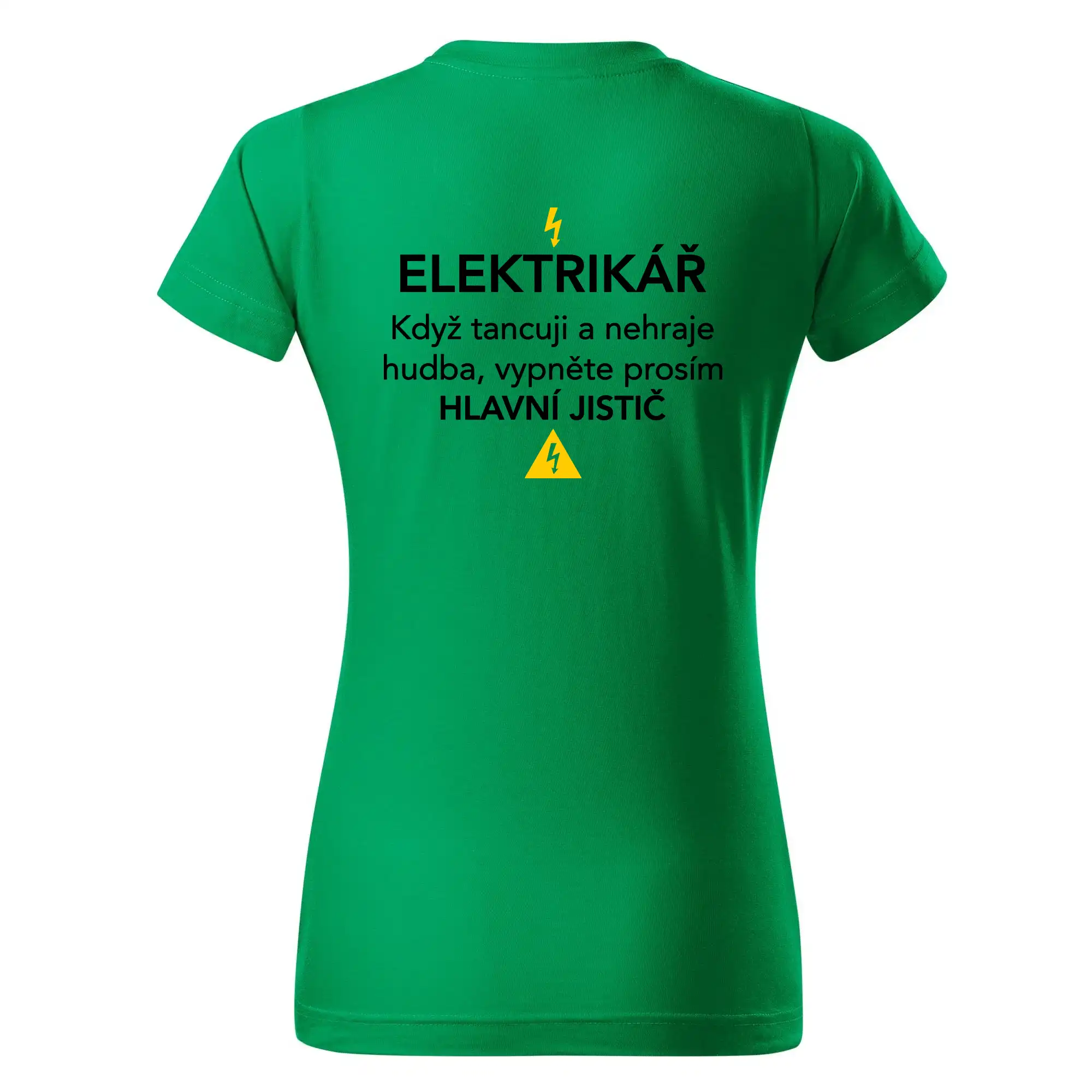 Elektrikář - hlavní jistič - Nápis na zádech
