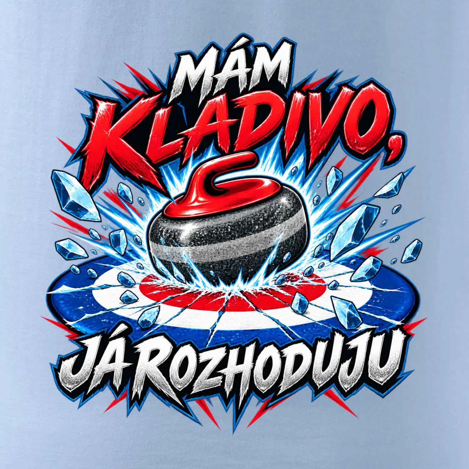 Kladivo drtí střed curlingového domu