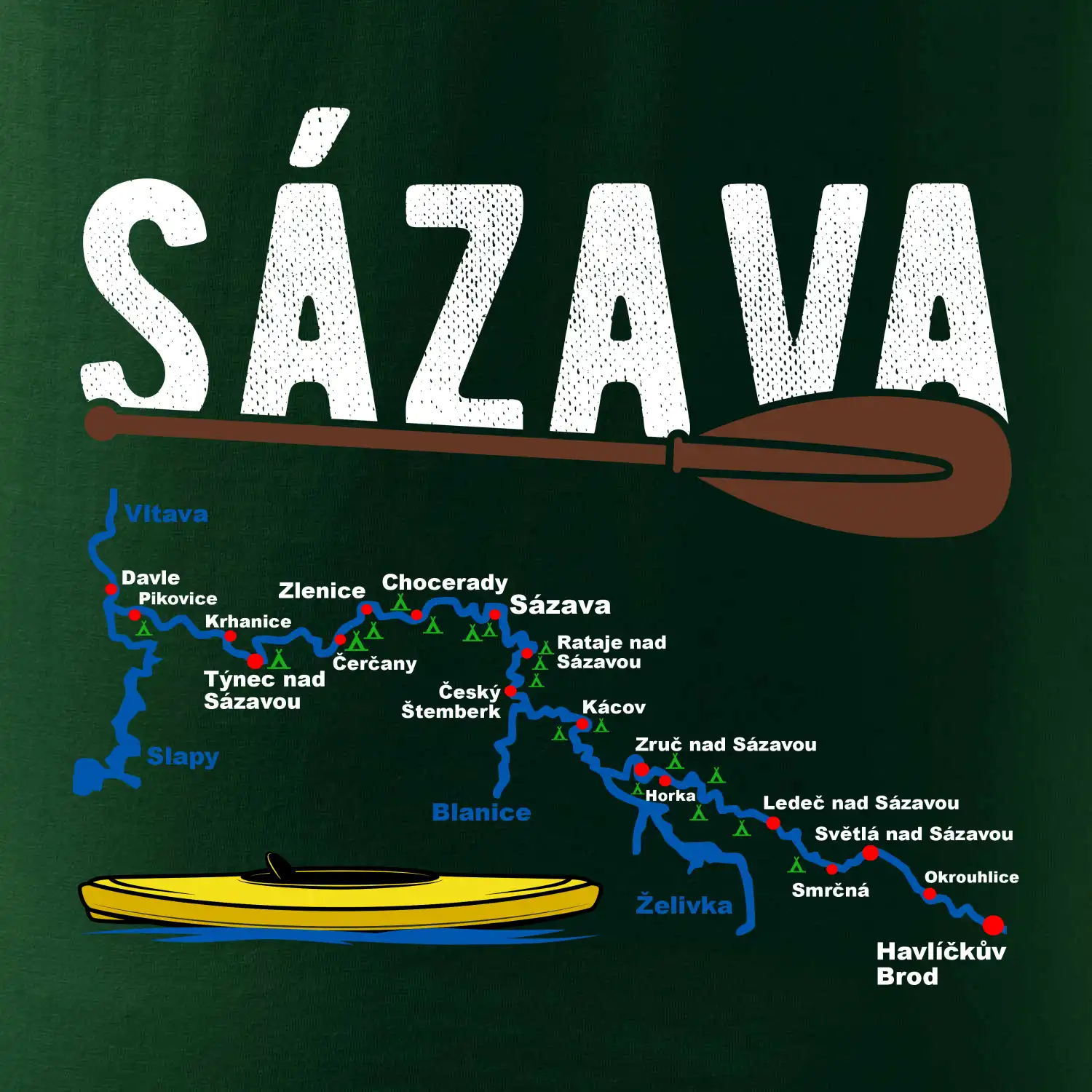 Mapa řeky Sázavy