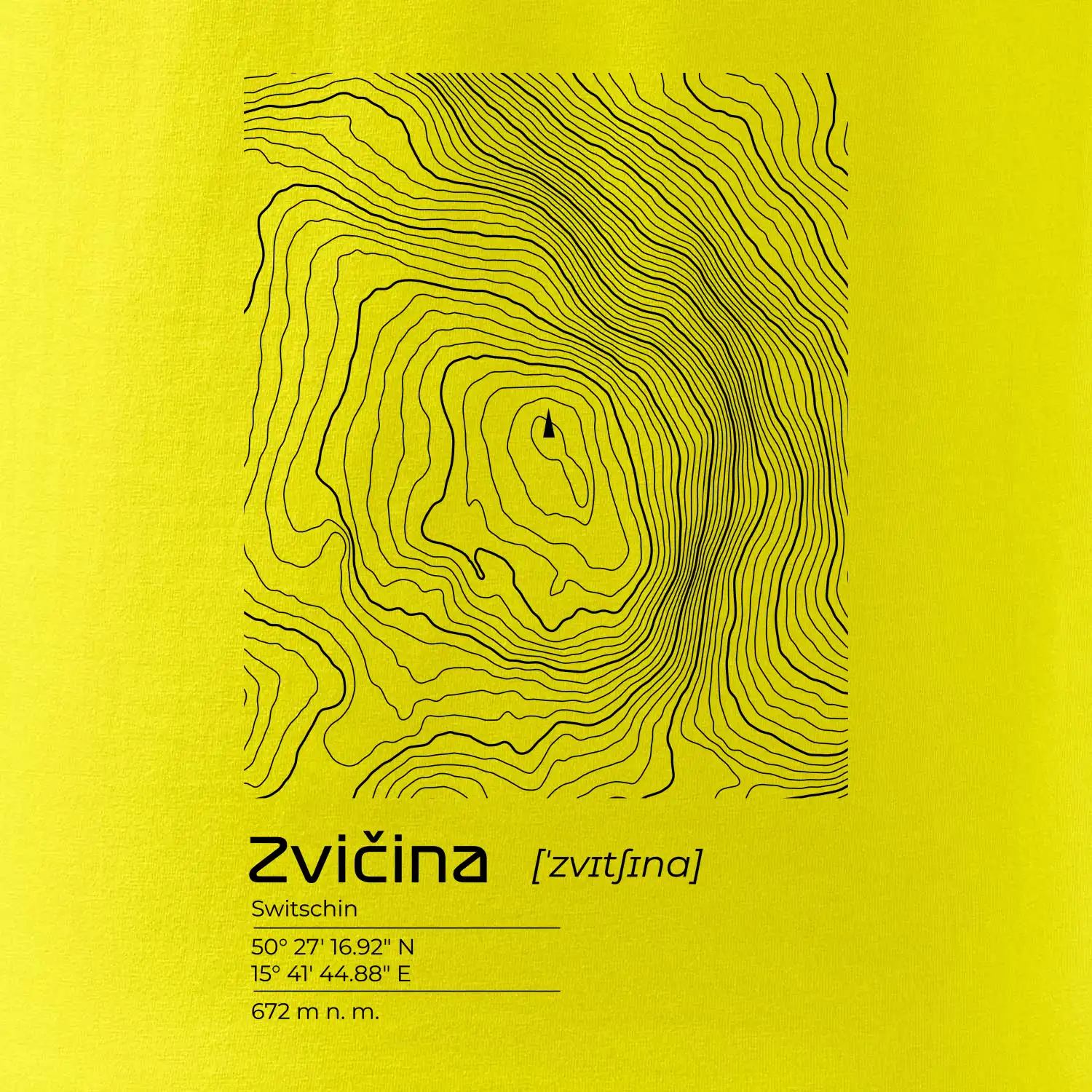Zvičina - vrstevnice v obdélníku