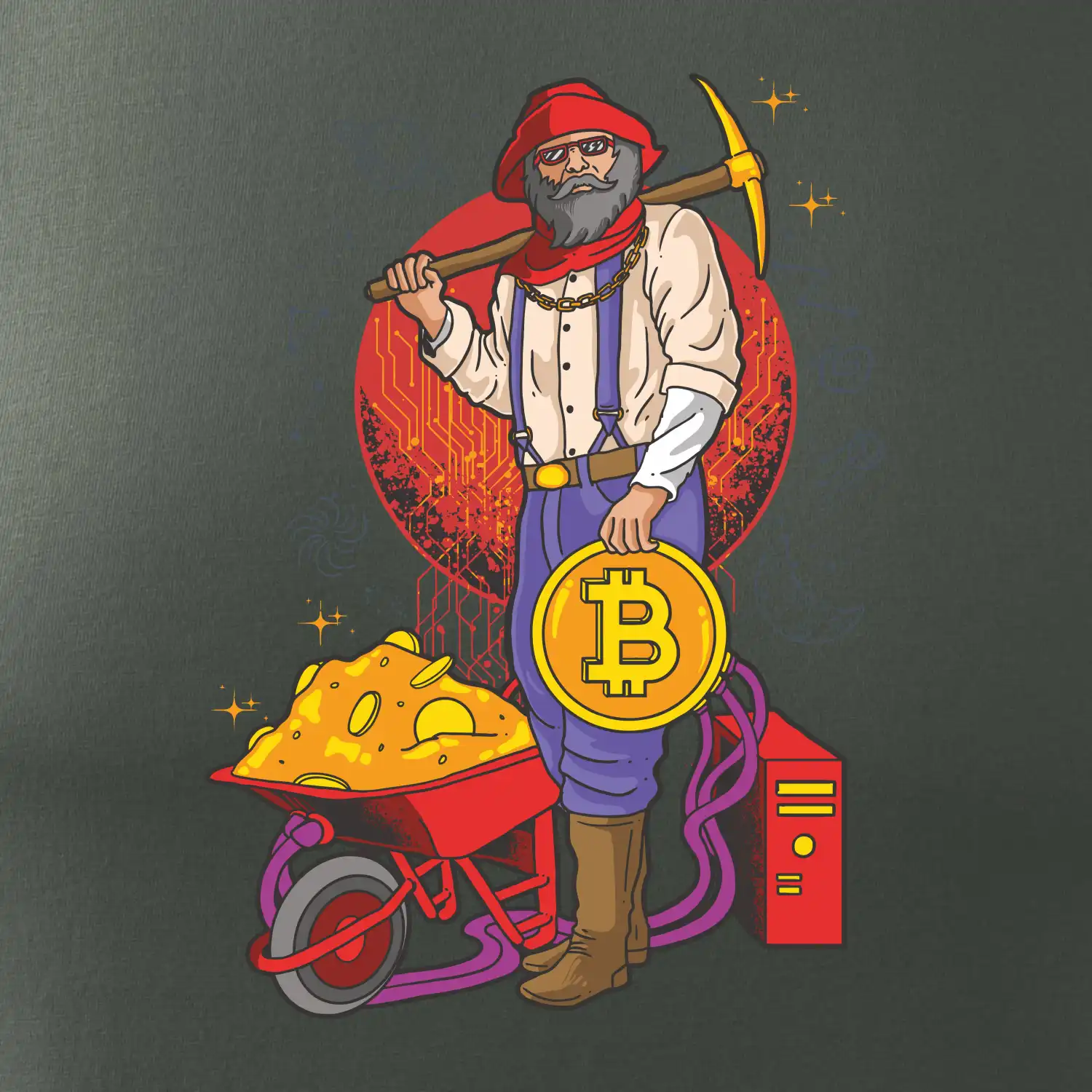 Horník těží bitcoiny