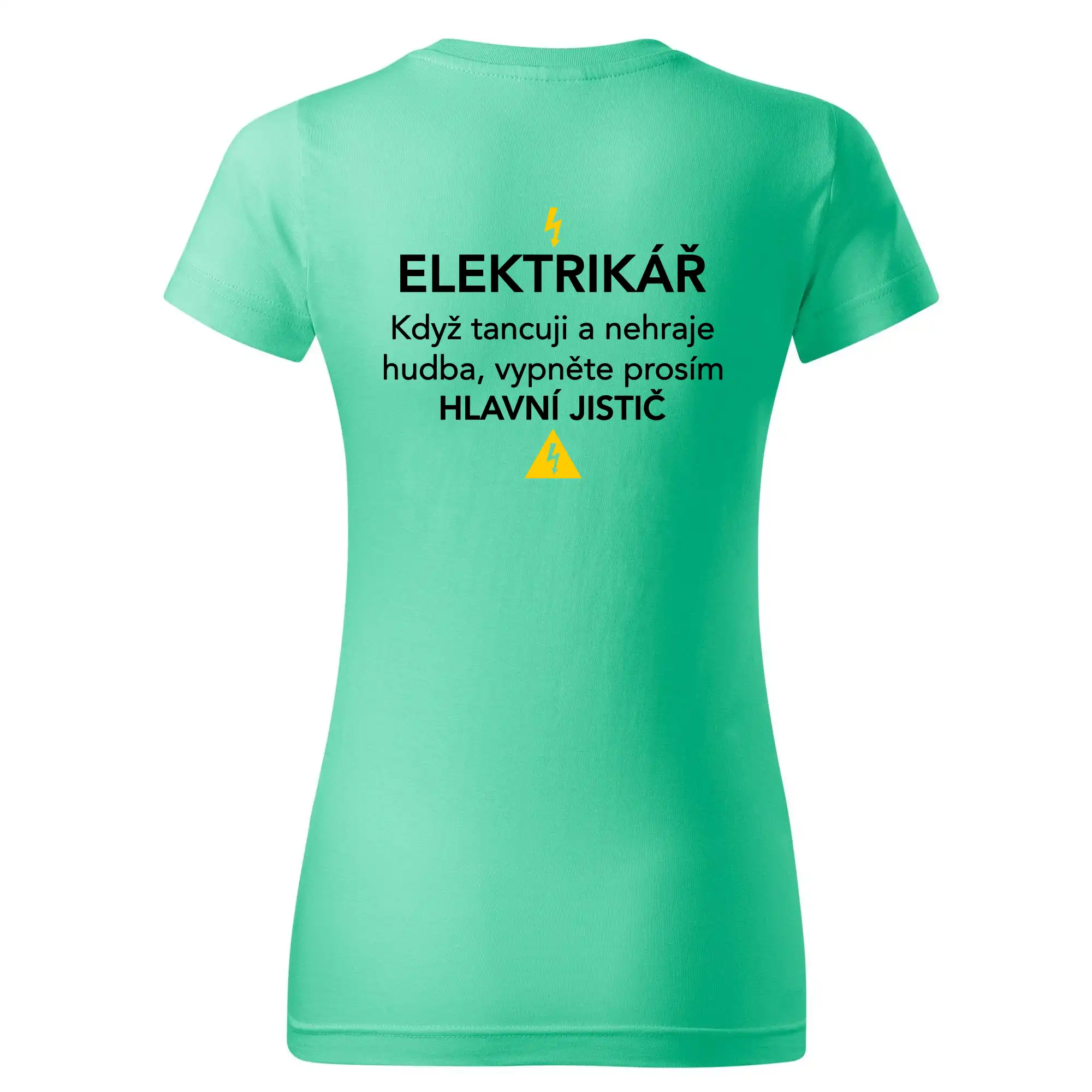 Elektrikář - hlavní jistič - Nápis na zádech