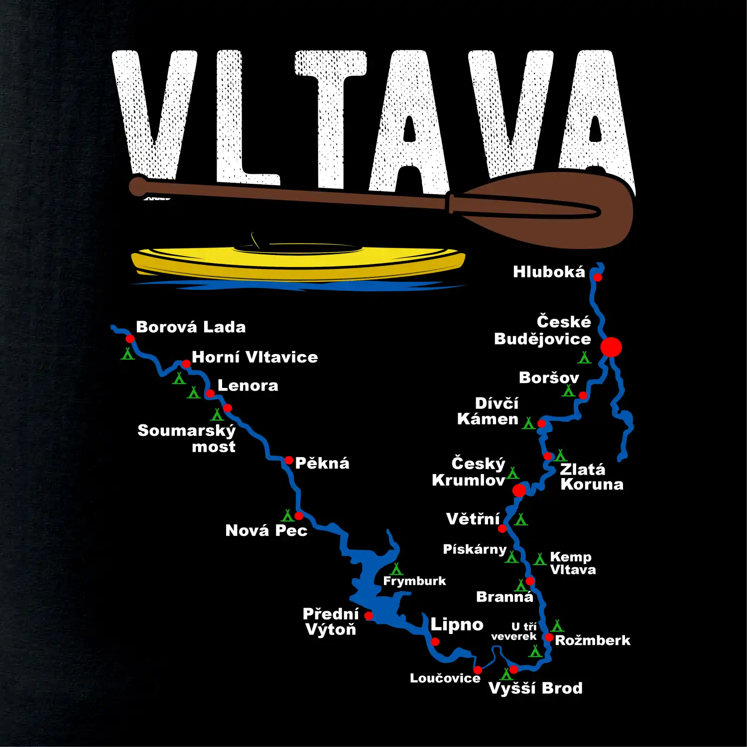 Mapa řeky Vltavy