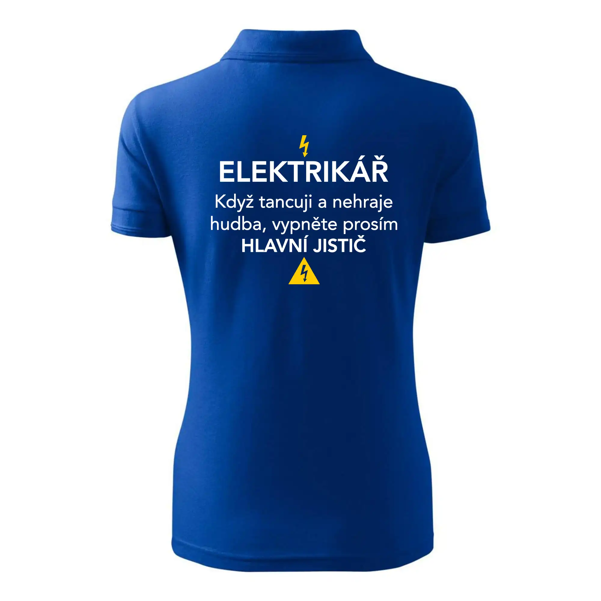 Elektrikář - hlavní jistič - Nápis na zádech