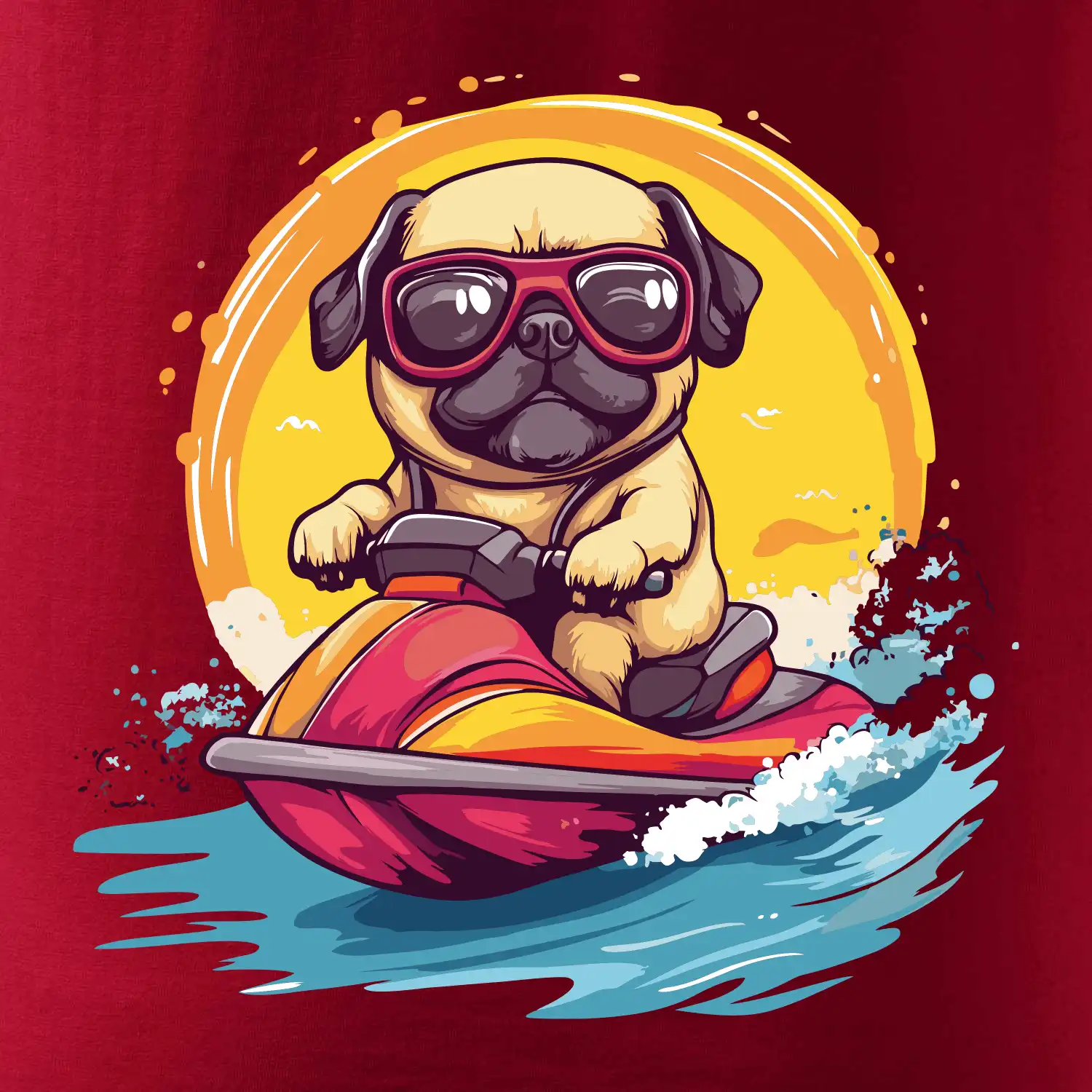 Mops na vodním skútru