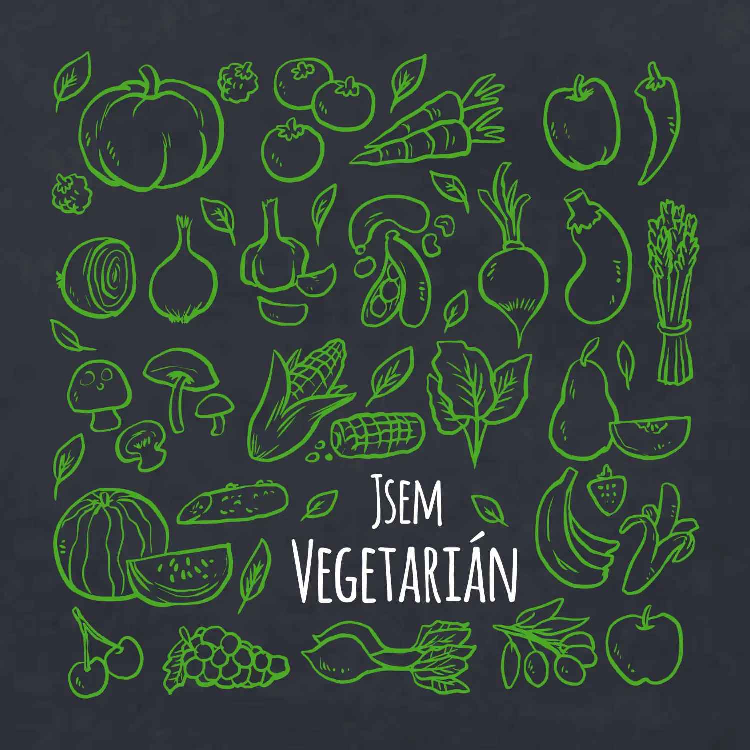 Jsem vegetarián - zelenina ve čtverci