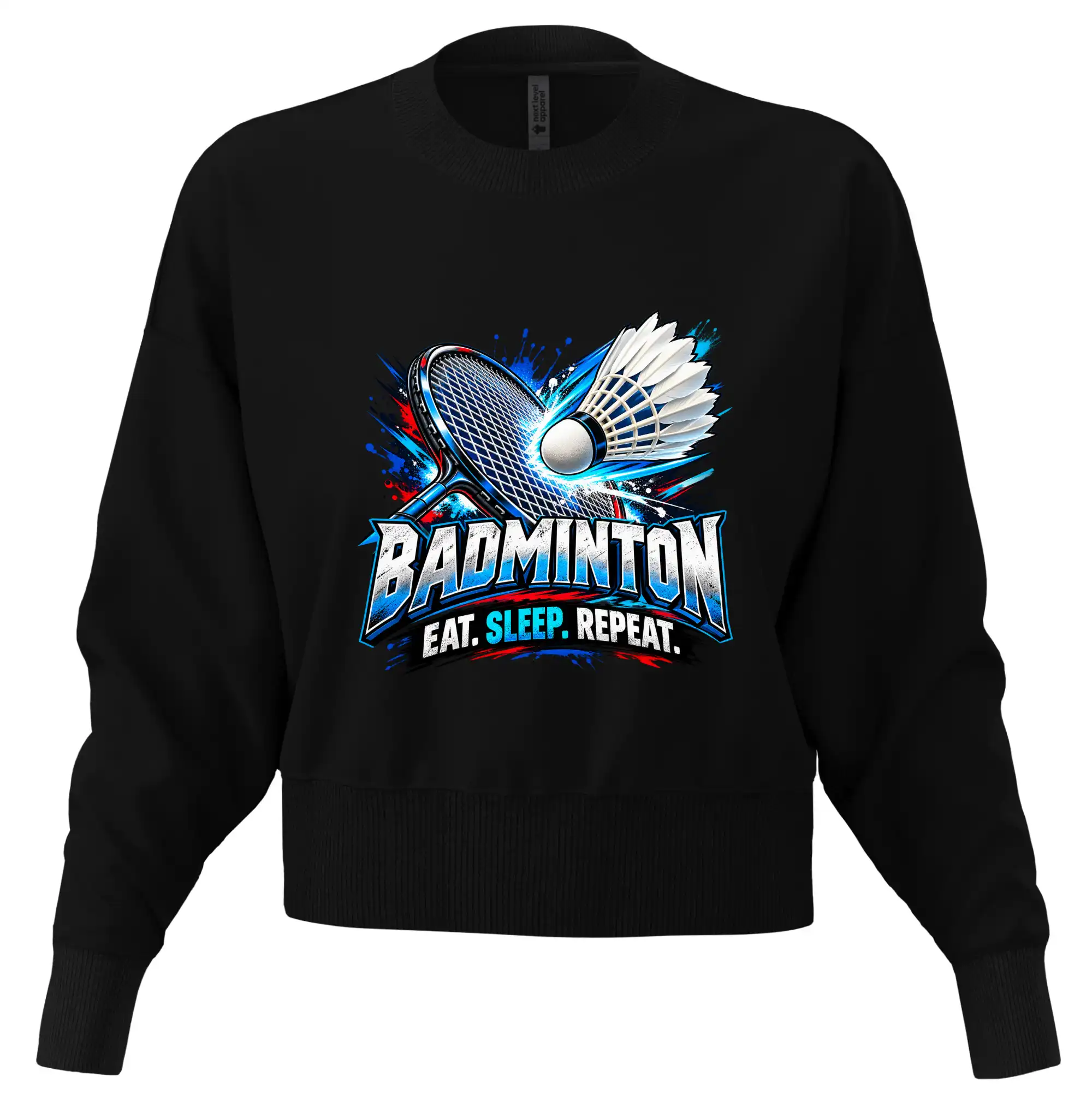Badmintonová raketa s košíčkem eat sleep repeat
