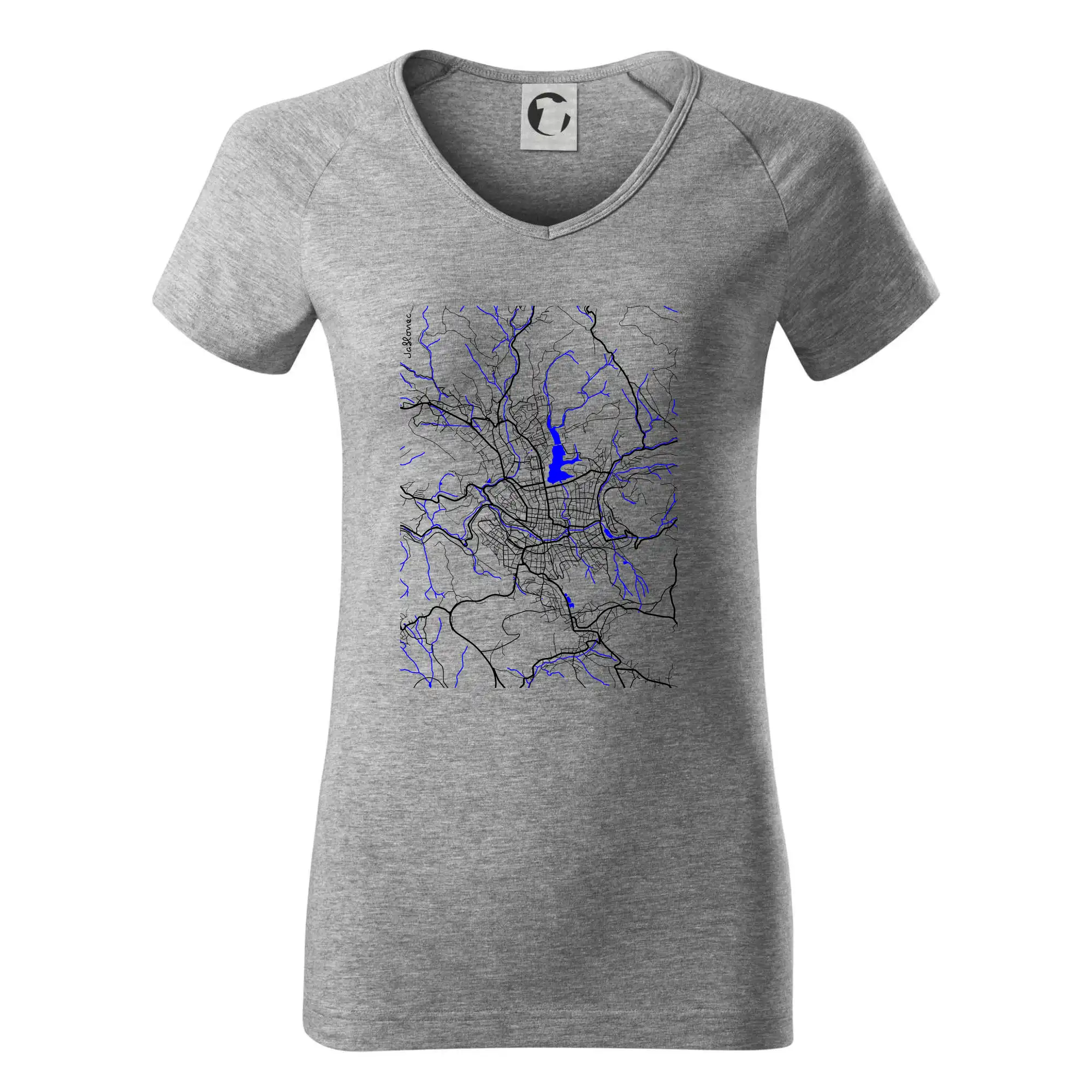 Jablonec nad Nisou - Mapa s vodními toky