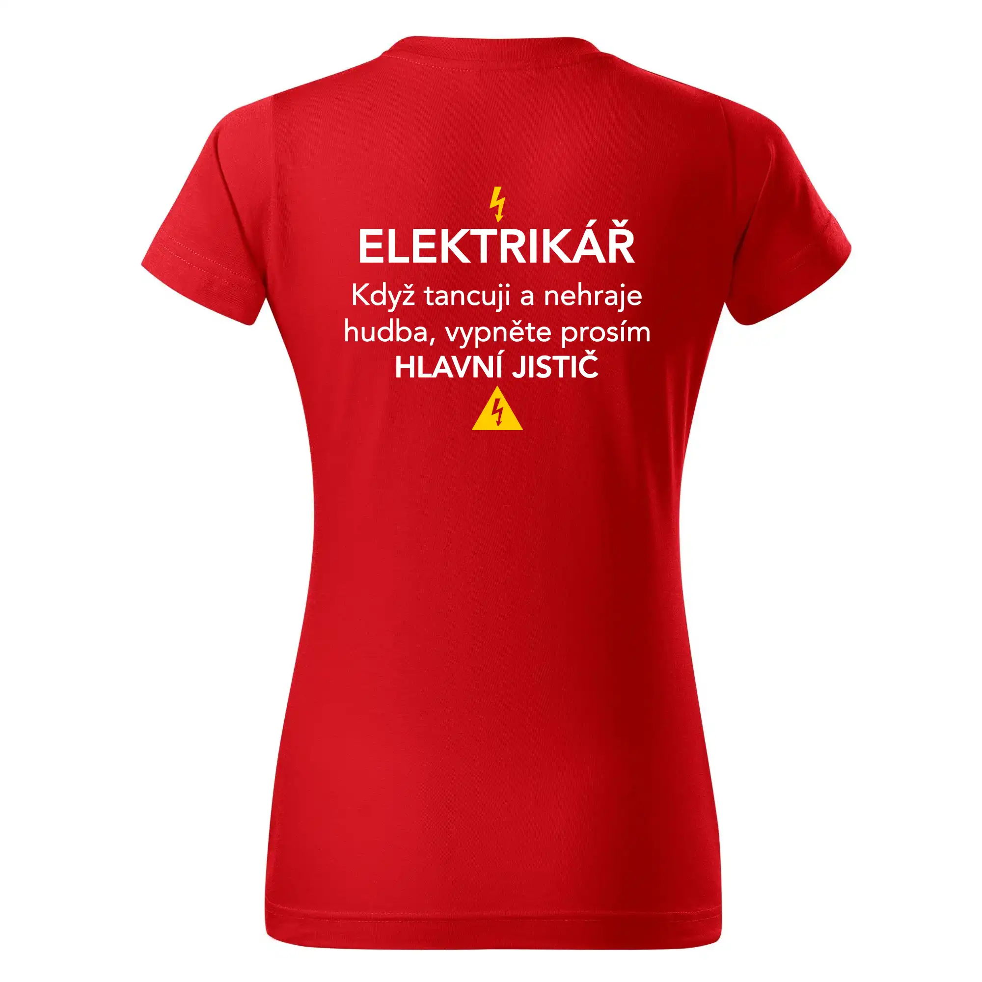 Elektrikář - hlavní jistič - Nápis na zádech