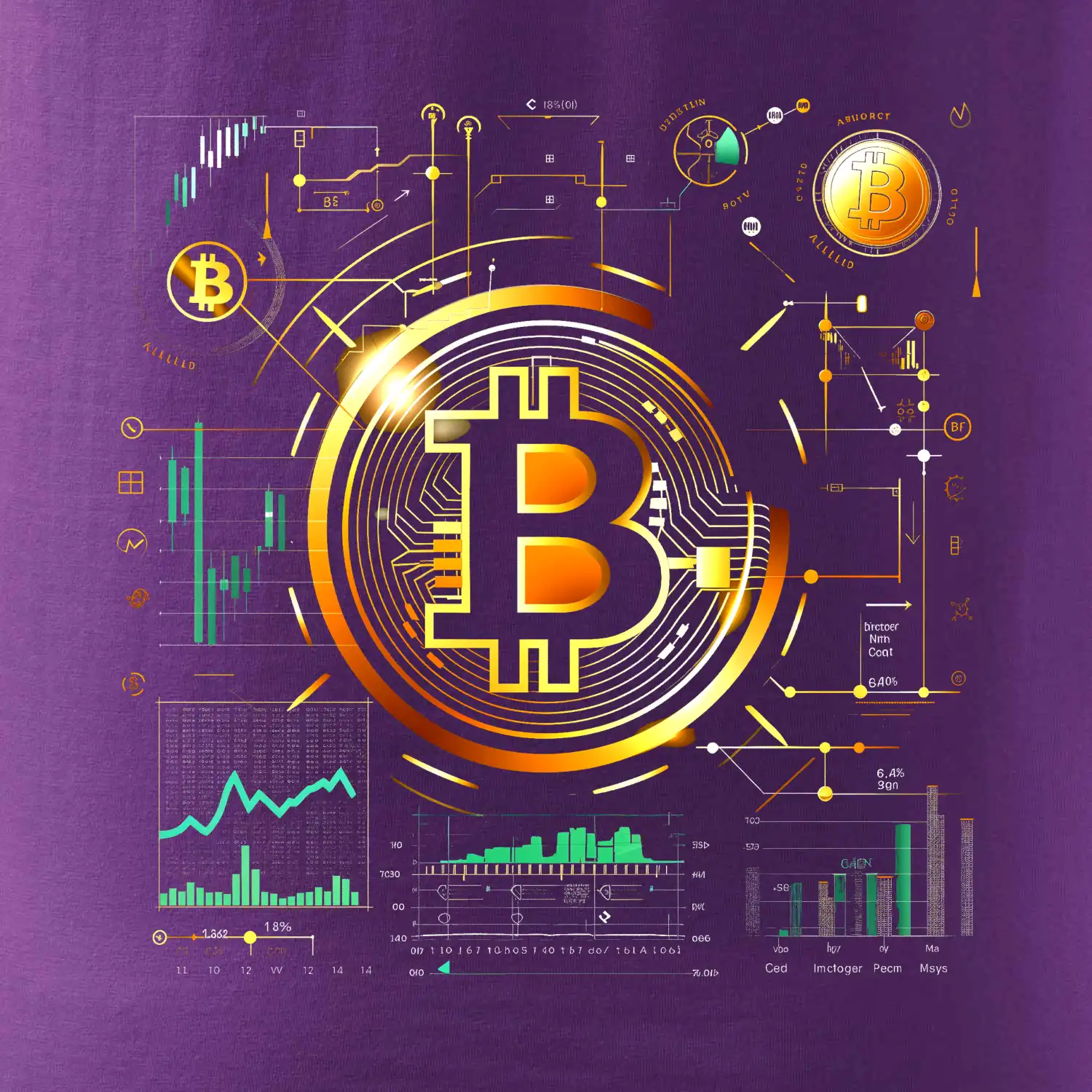Bitcoin logo s grafy