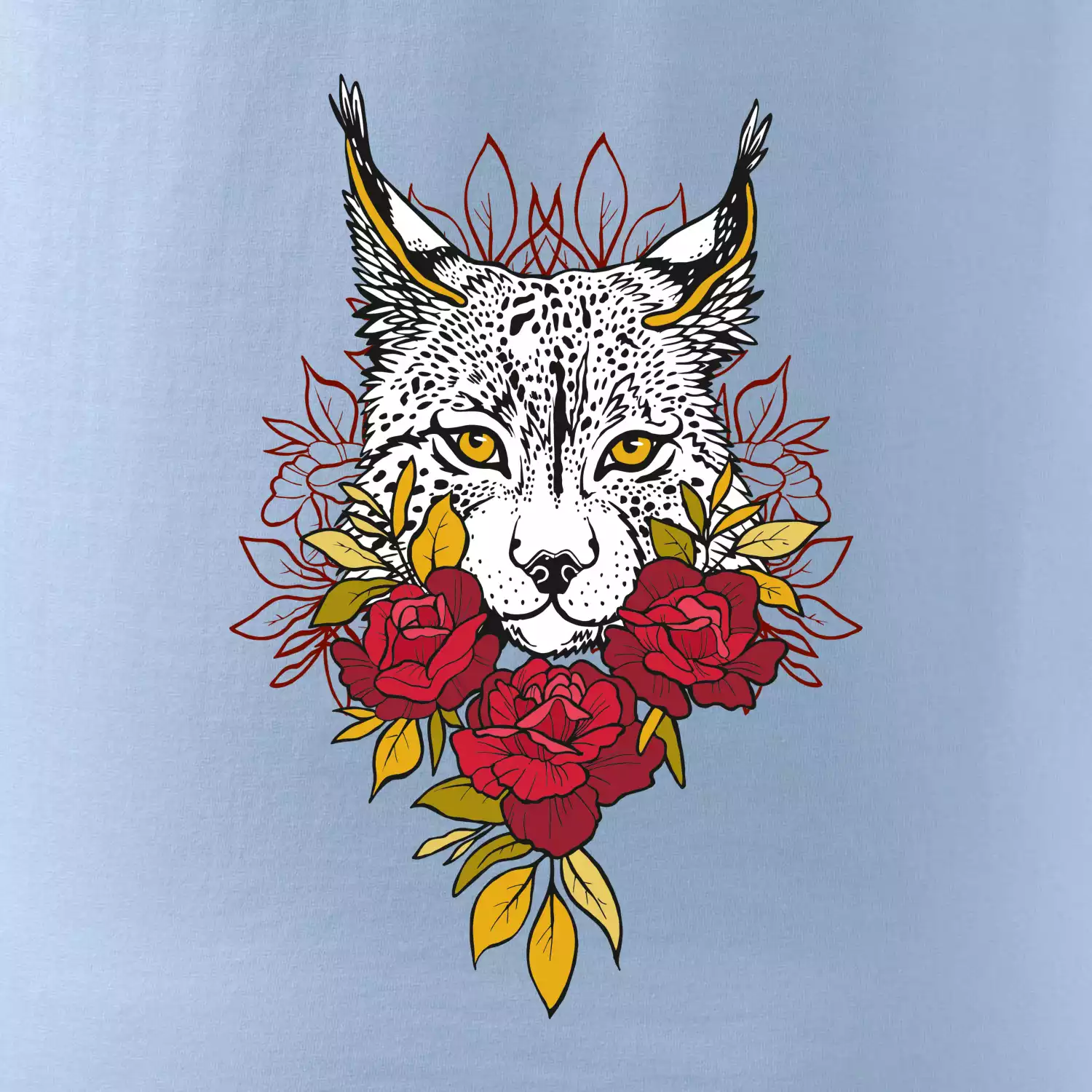 Rys s červenými růžemi  (Pecka design)