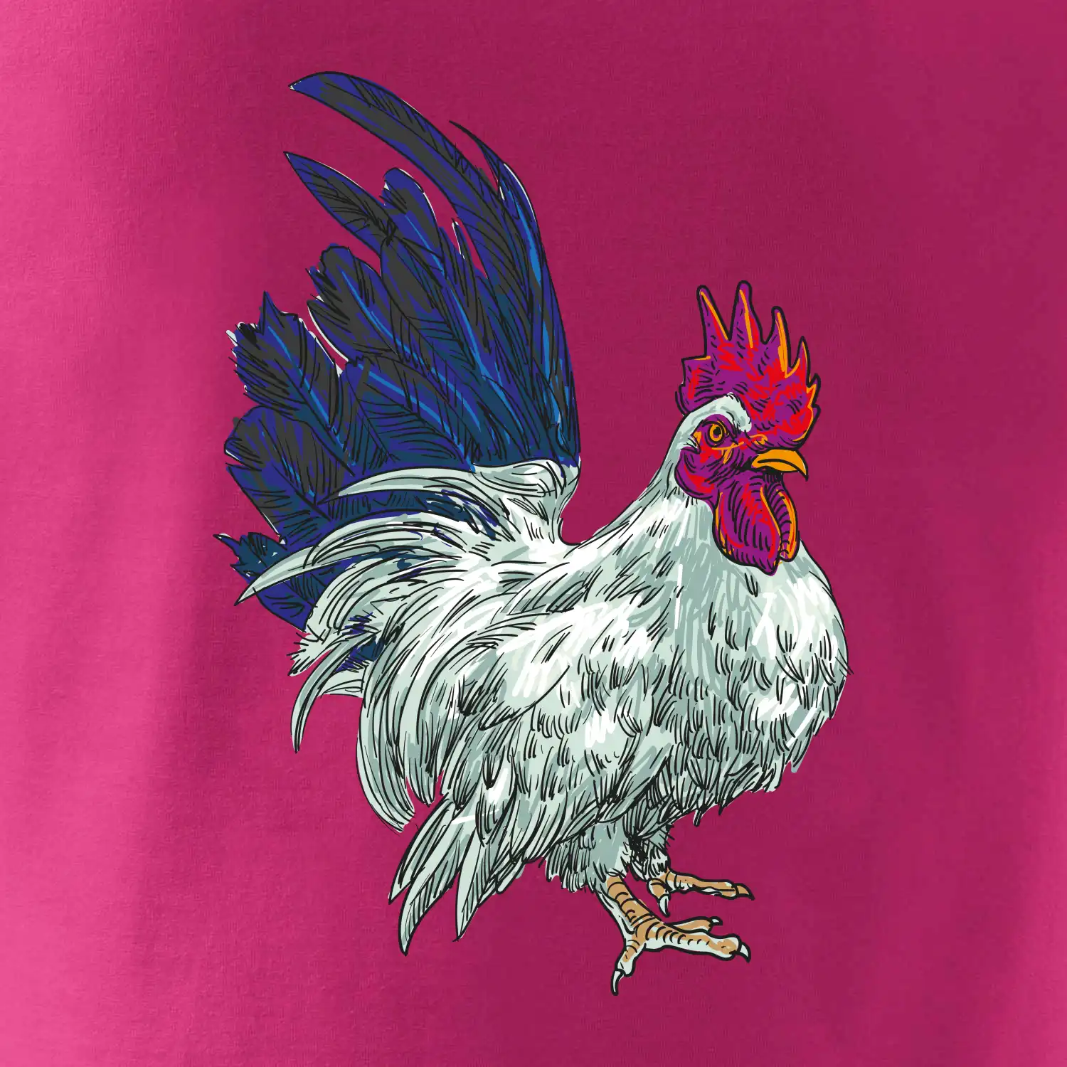 Kohout kreslený bílý