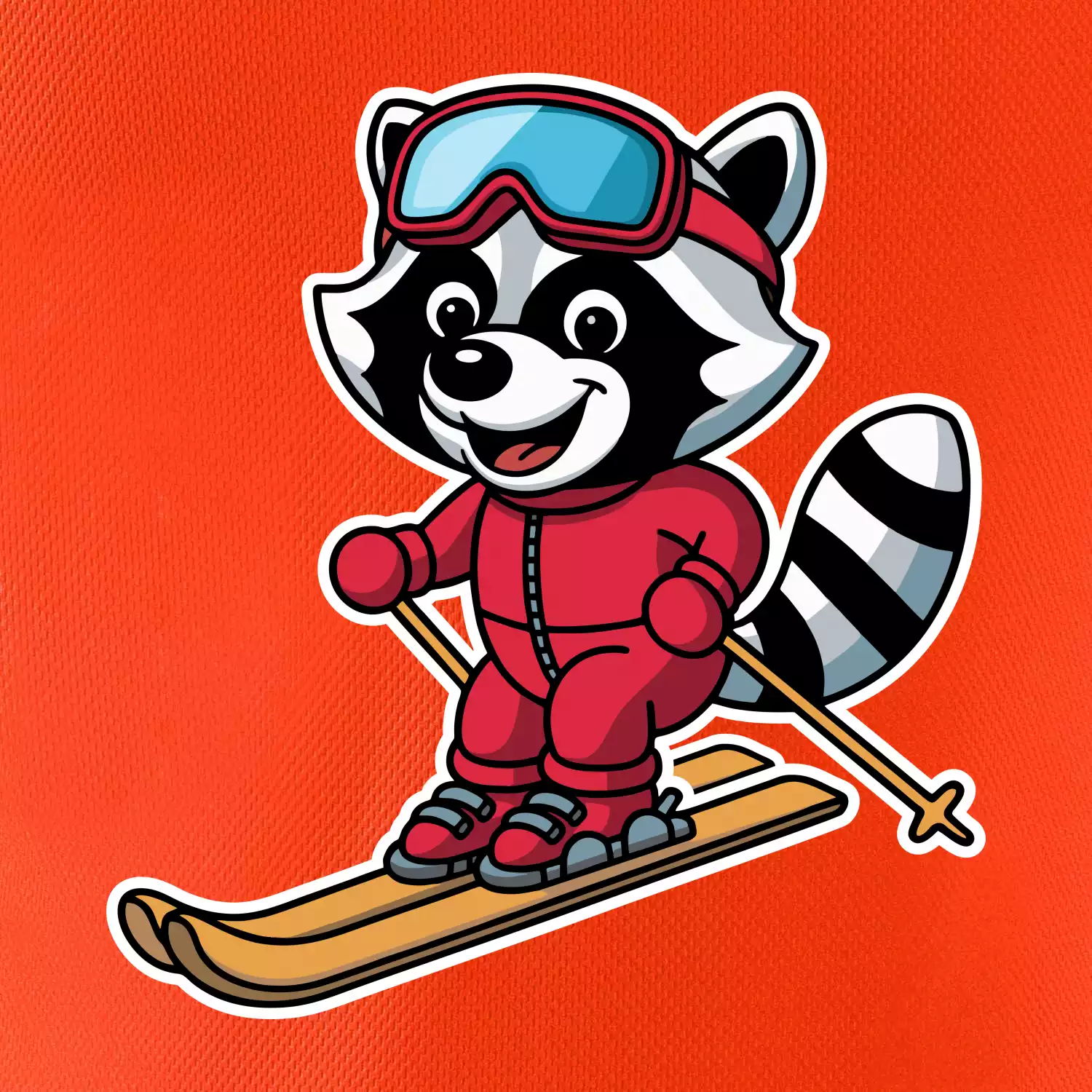 Mýval na lyžích - kreslený