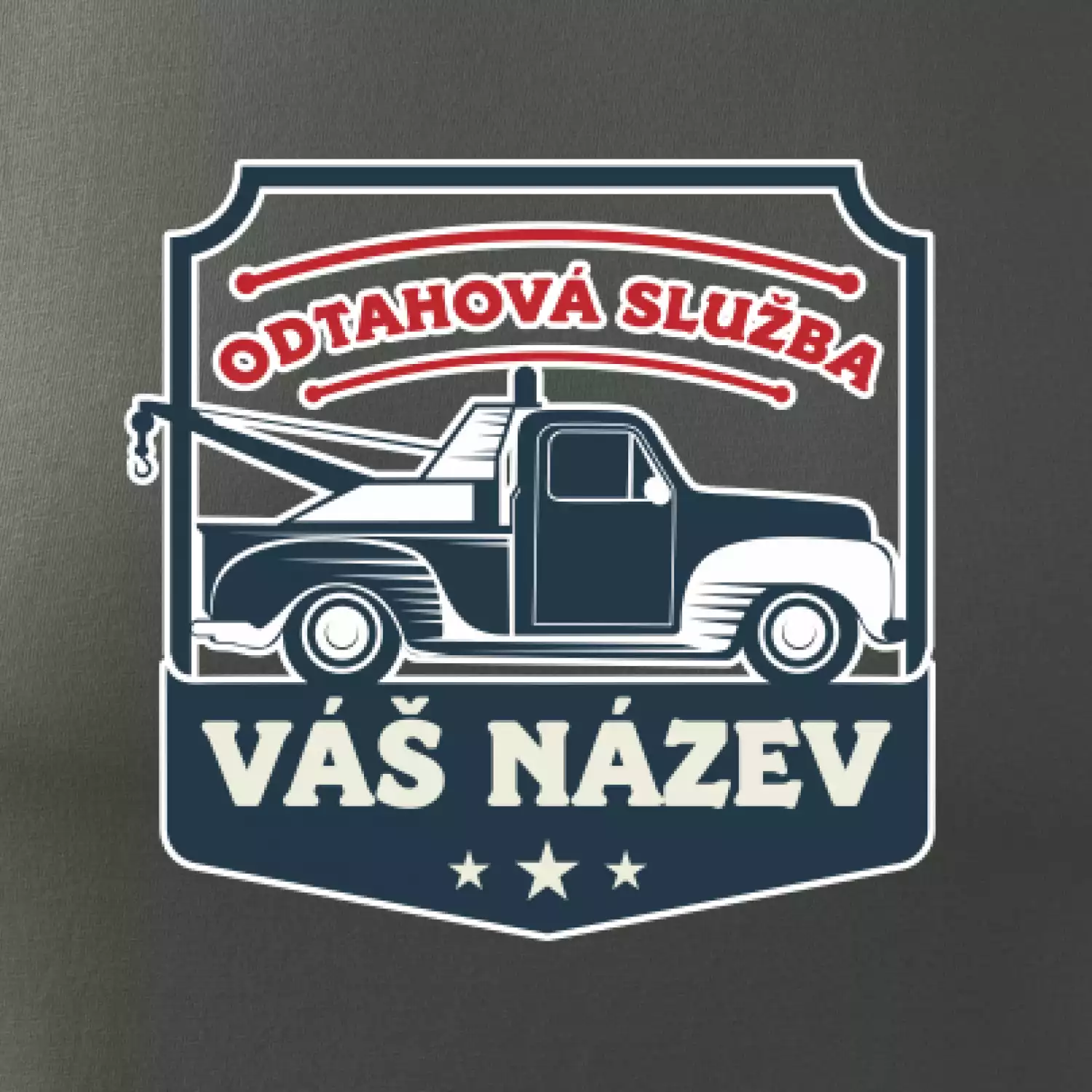 Odtahová služba - erb - červený nápis