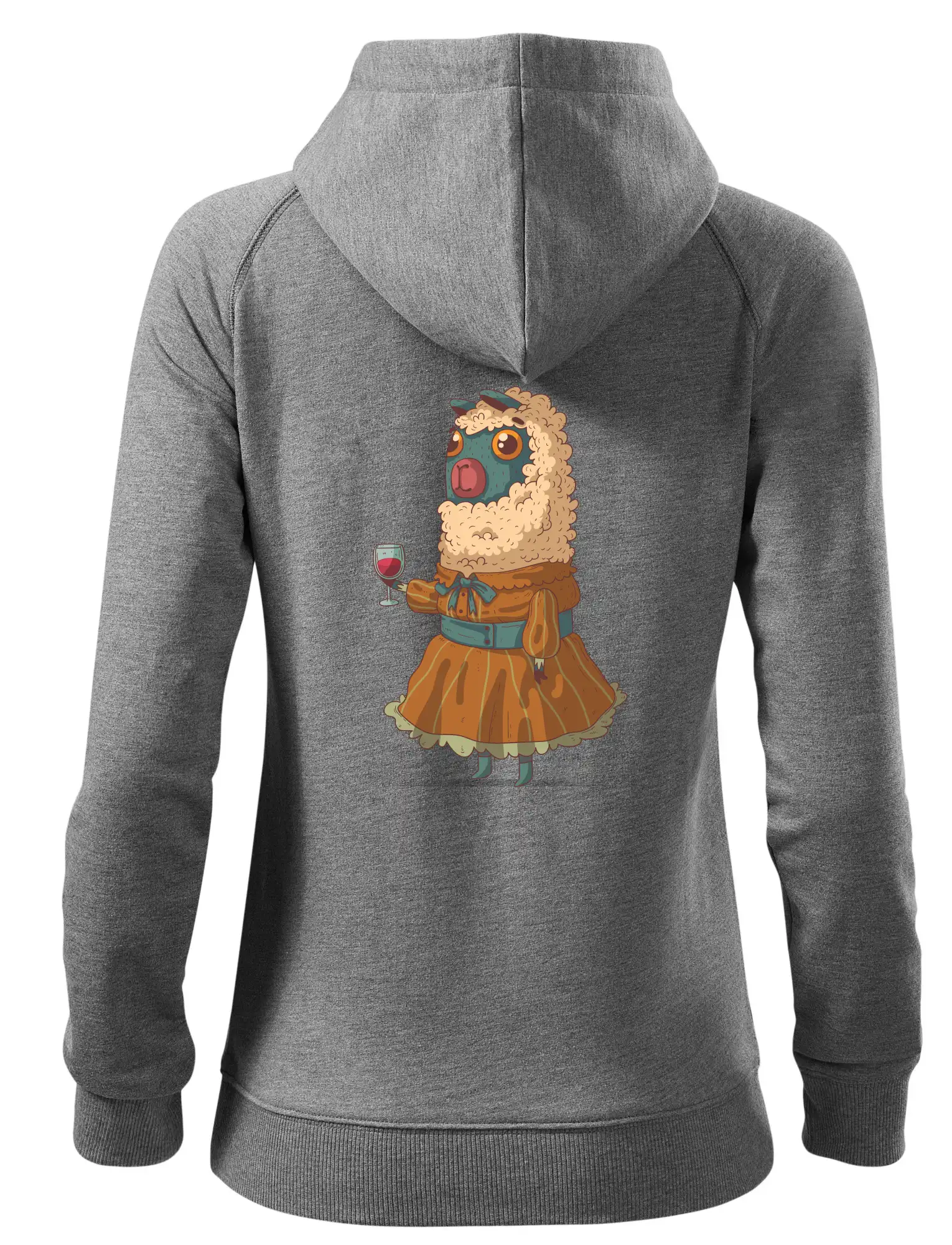 Alpaka s vínem žena