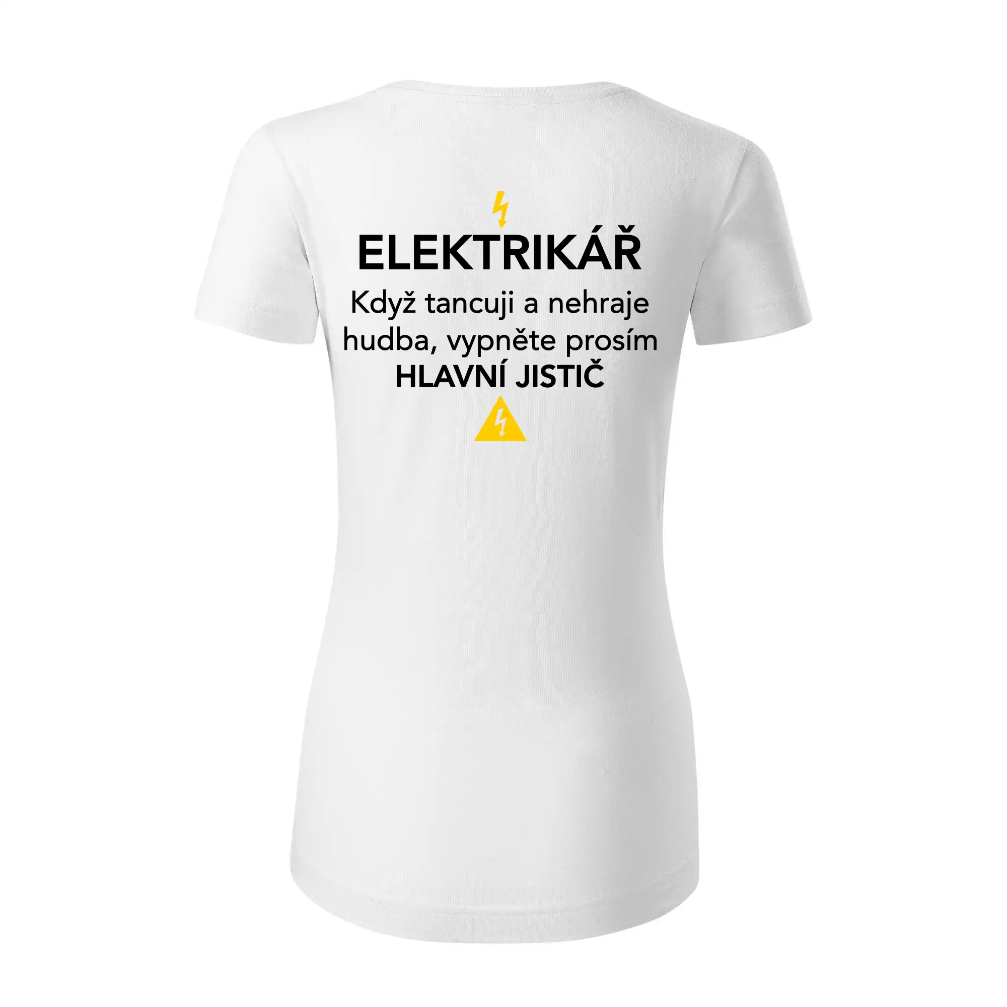 Elektrikář - hlavní jistič - Nápis na zádech