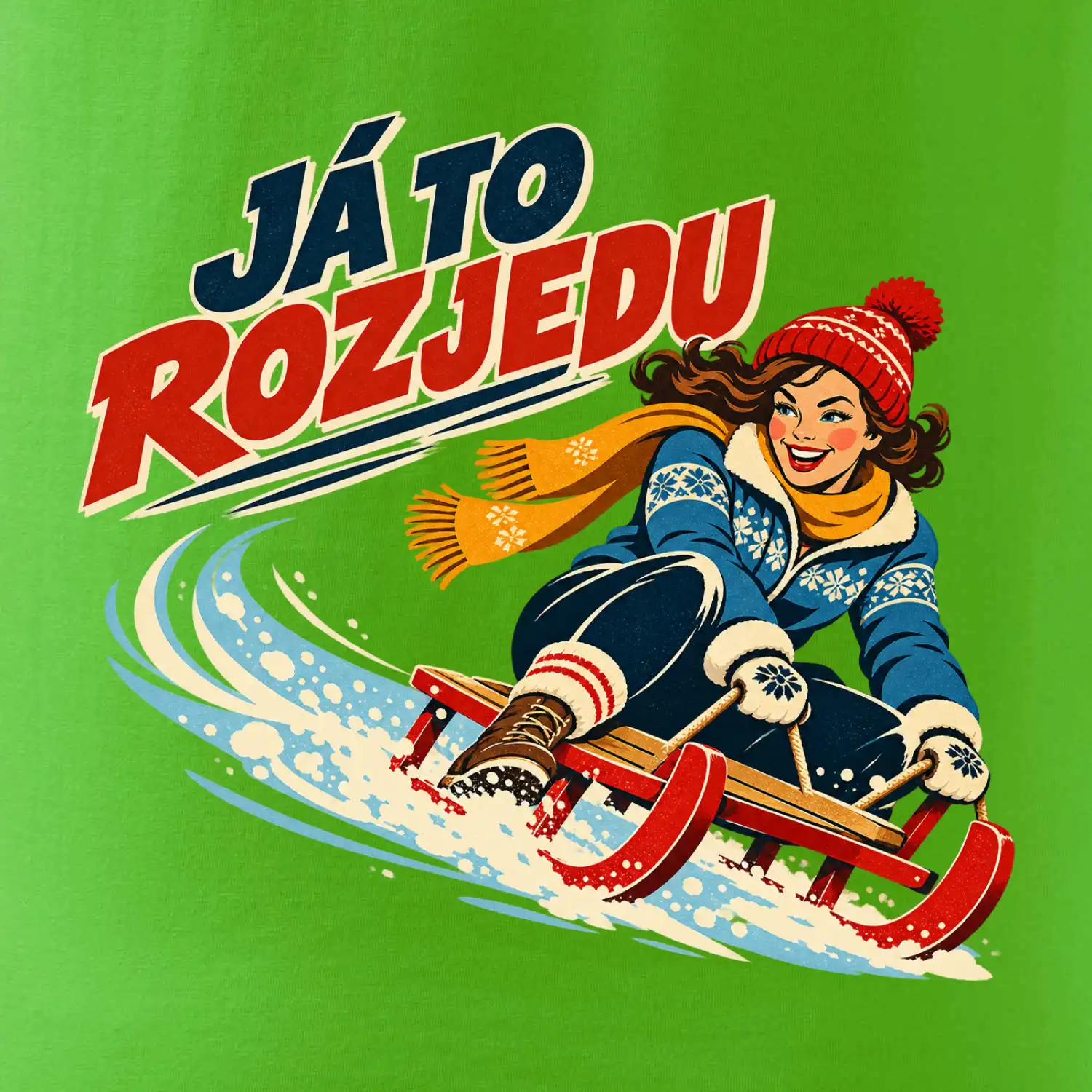 Rodinná vánoční trička - Já to rozjedu máma sáňkování