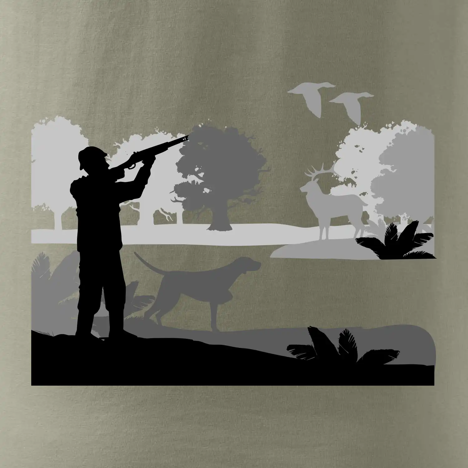 Lovec a ohař v lese