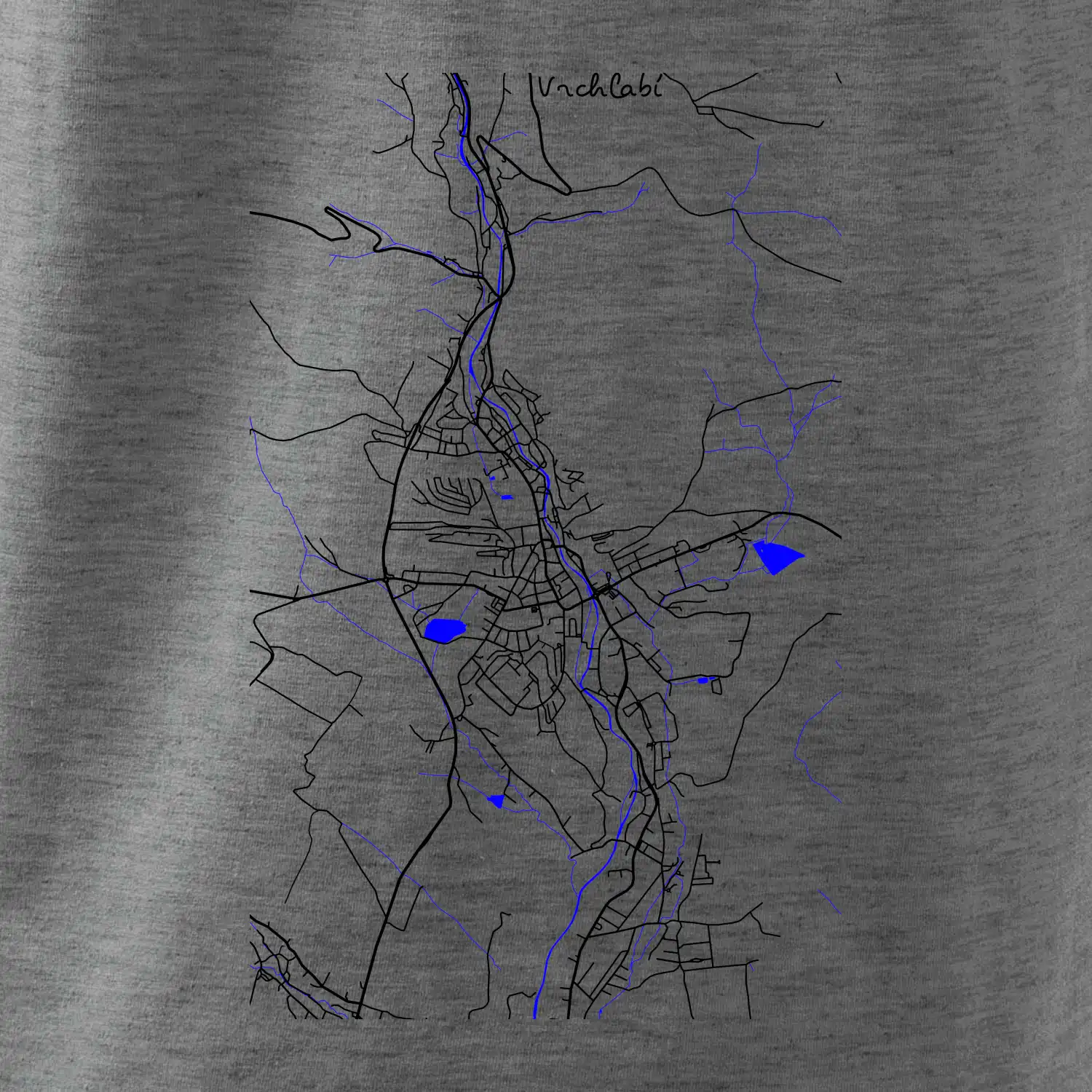 Vrchlabí - Mapa s vodními toky