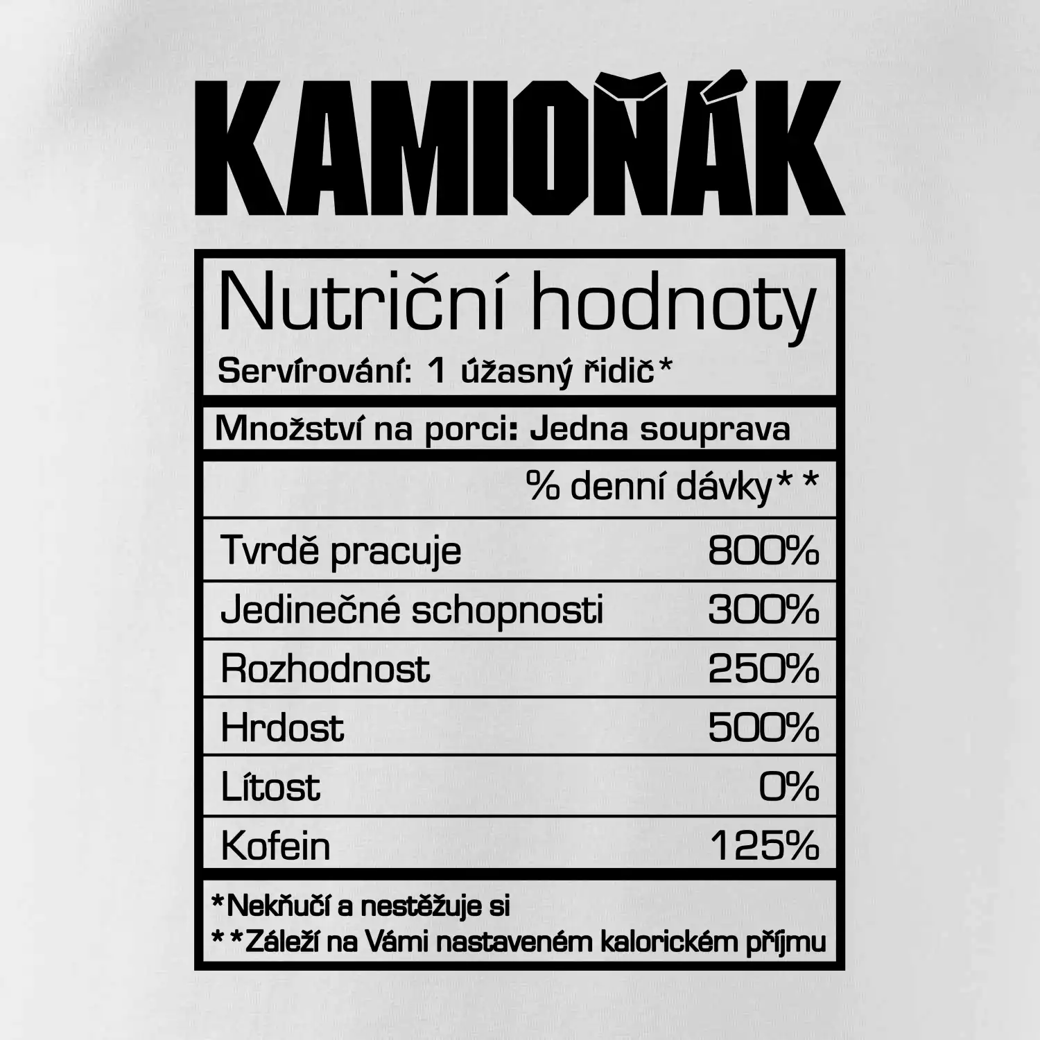 Nutriční hodnoty - Kamioňák