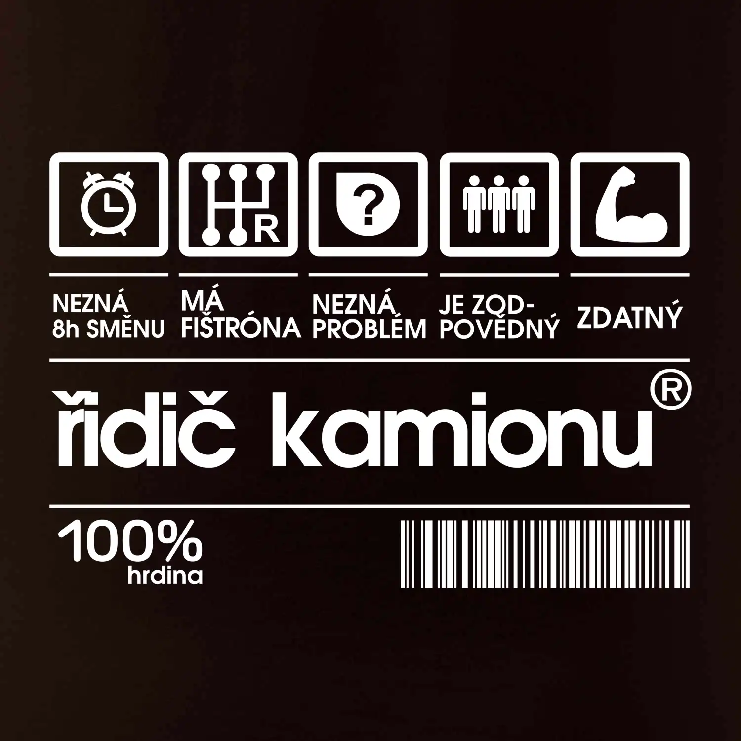 Čárový kód řidič kamionu