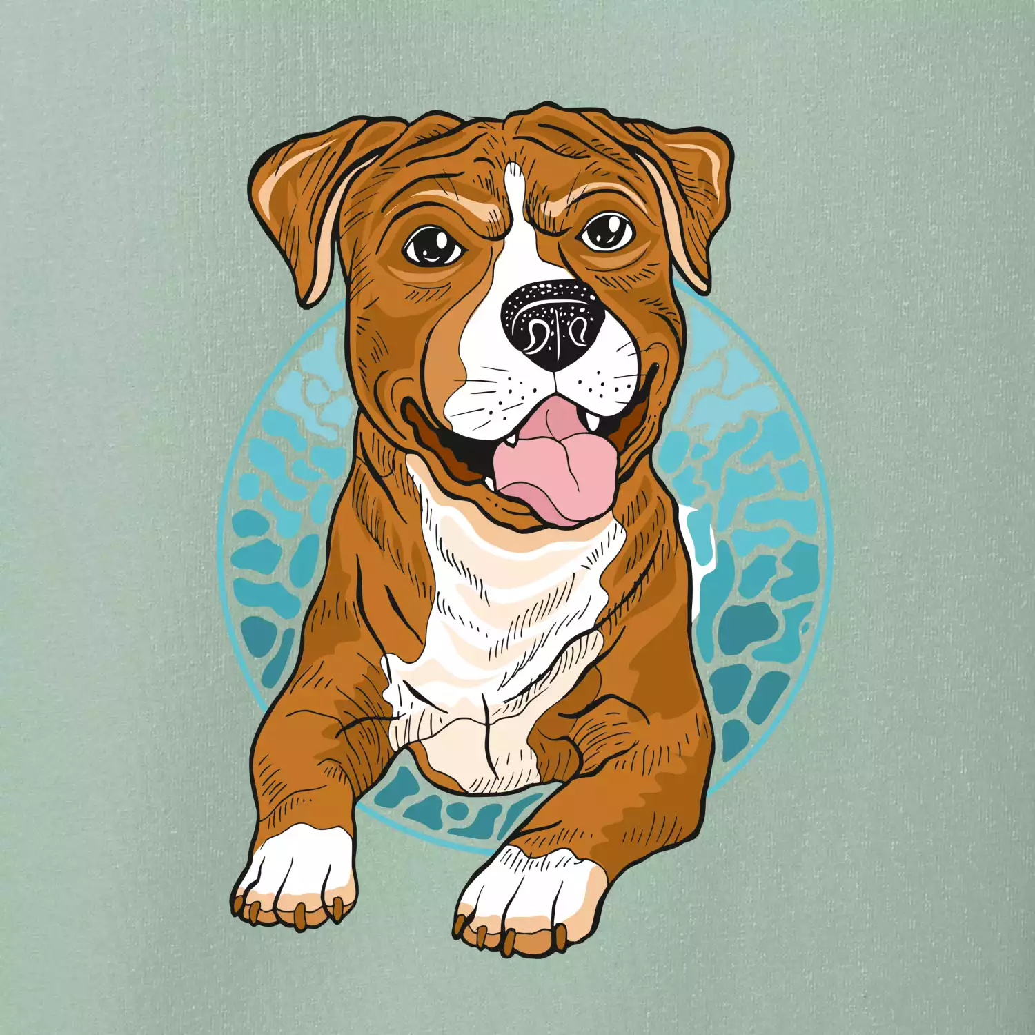 Americký staford kreslený v kolečku (Pecka design)