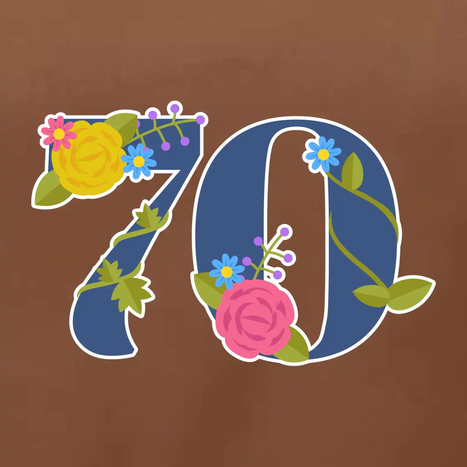 Květinové číslo kreslené - 70