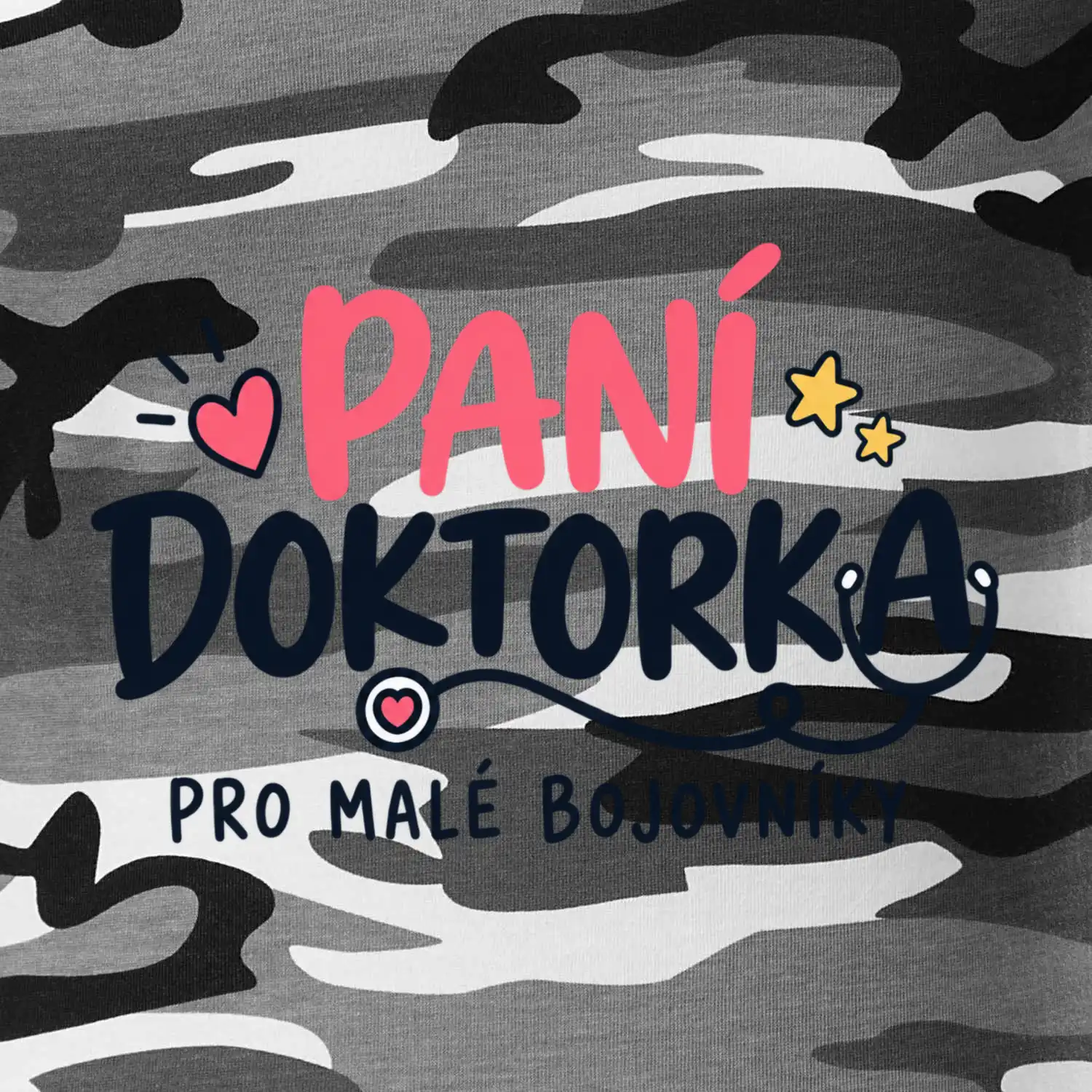 Paní doktorka pro malé bojovníky - nápis se stetoskopem