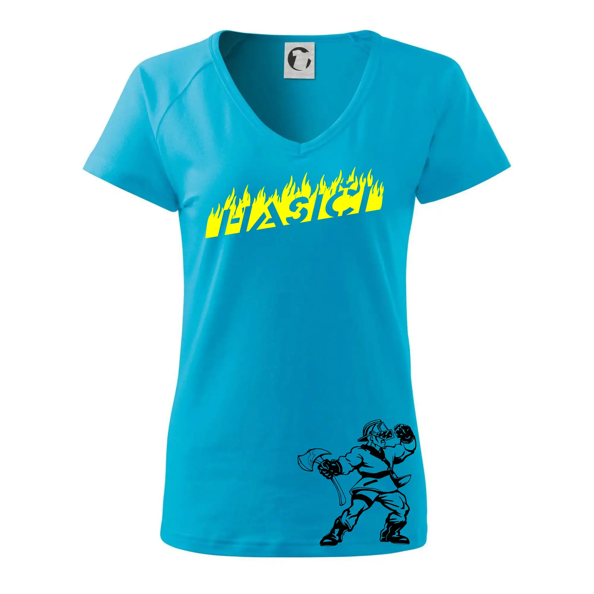 Hasič stojící - nápis hasiči - Velký nápis  na zádech