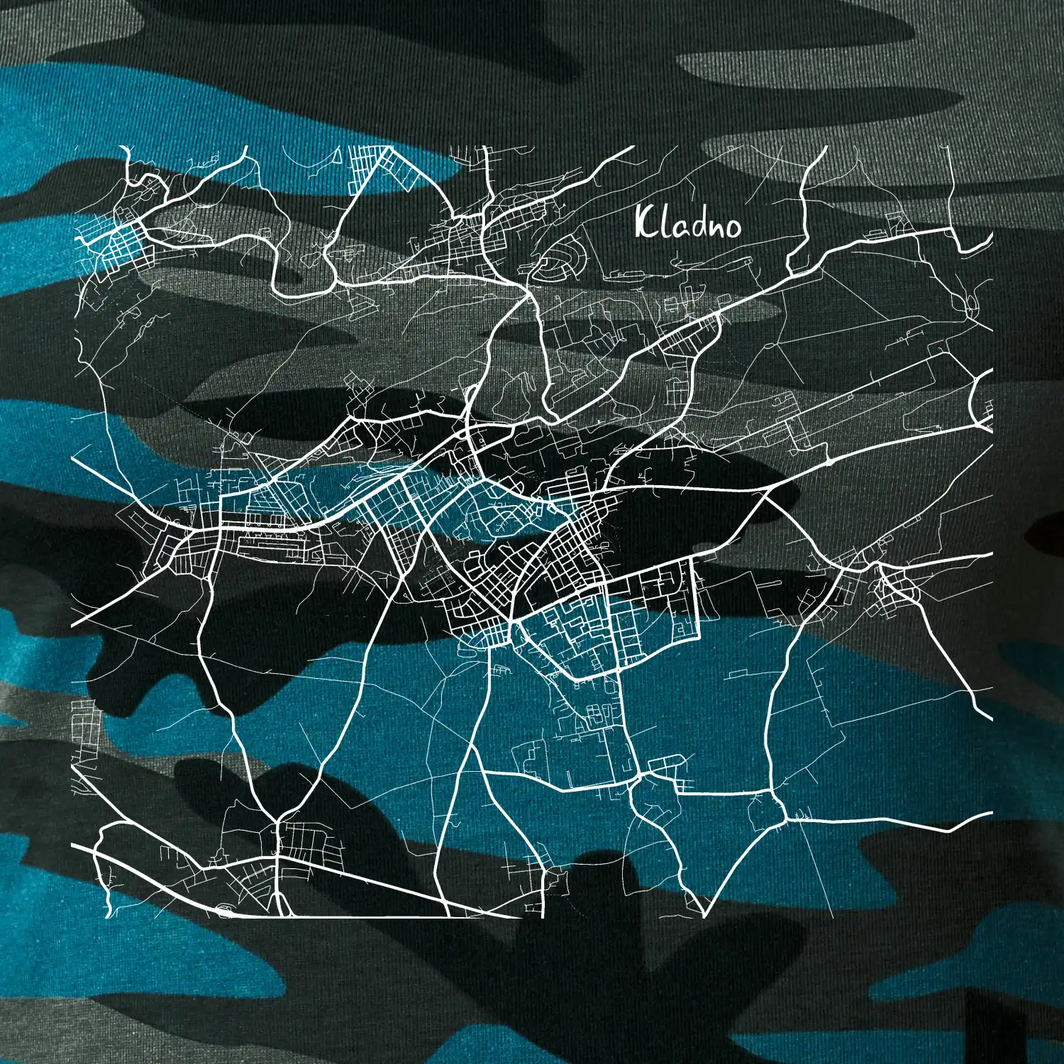 Černobílá mapa Kladno