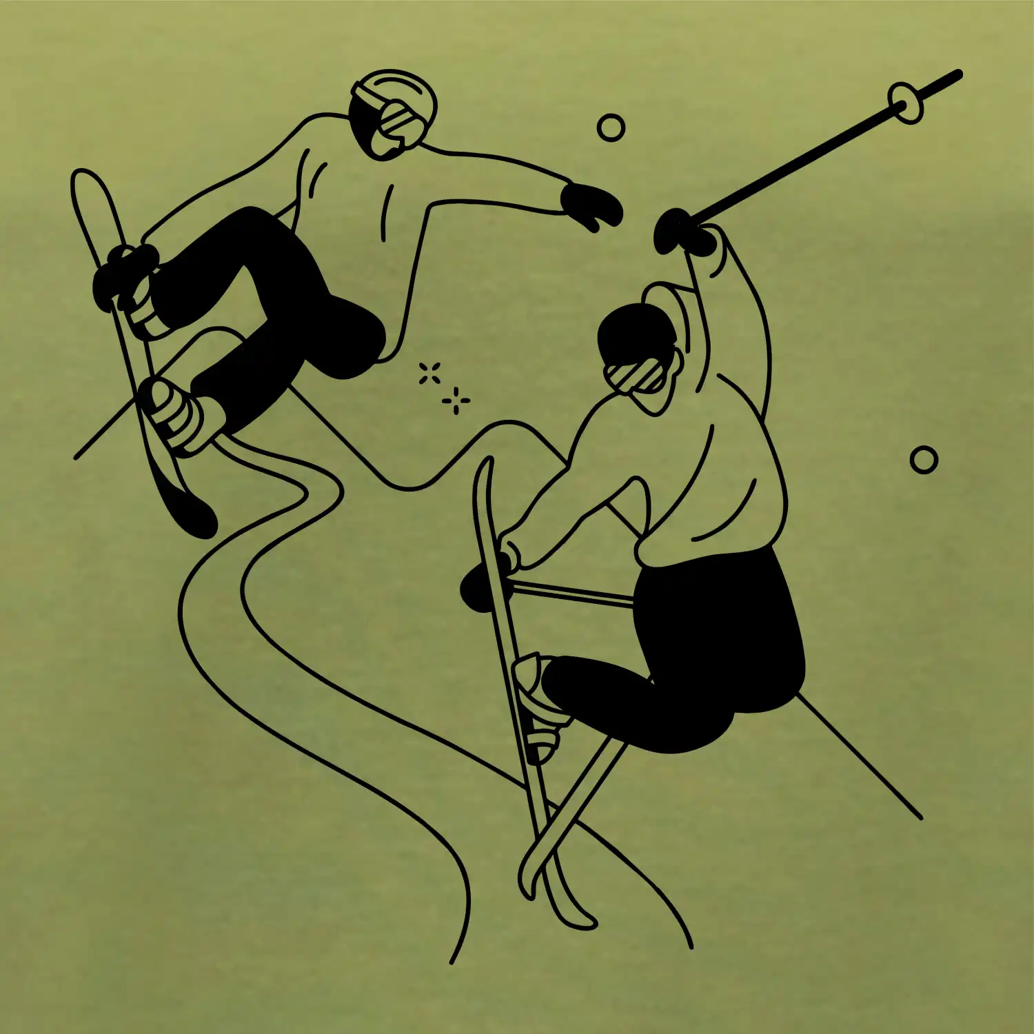 Lyžovaní - kresleny obrázek