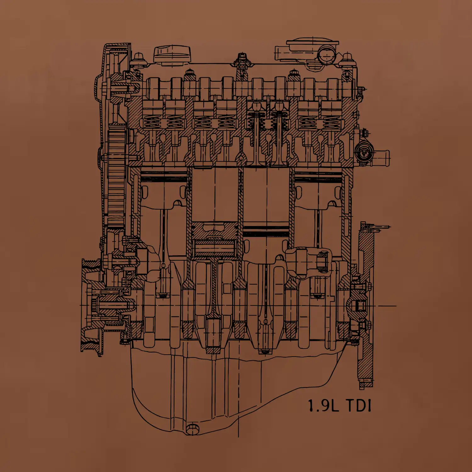 Motor Škoda/ VW 1.9L  TDI ze předu