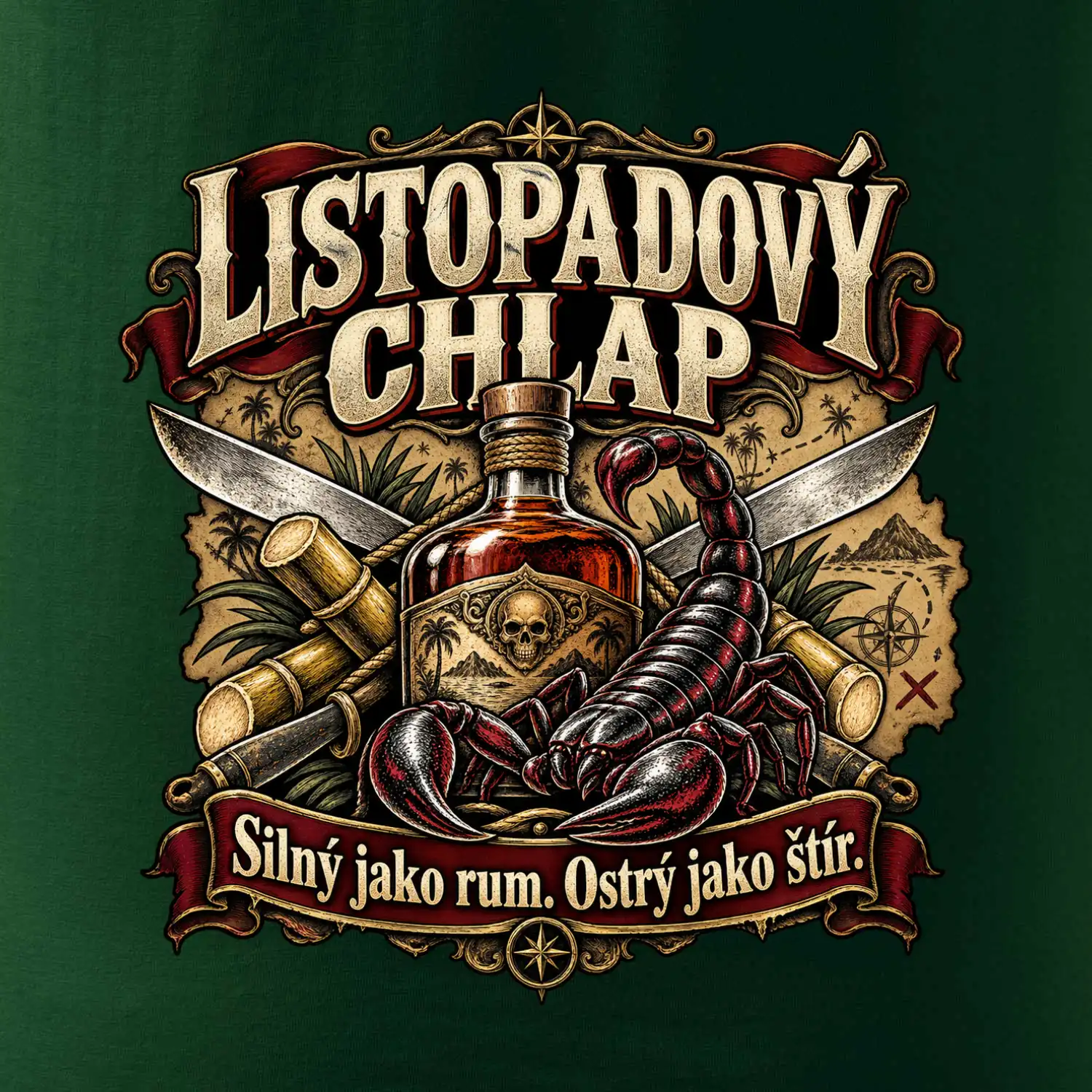 Listopadový chlap rum a ostrý štír