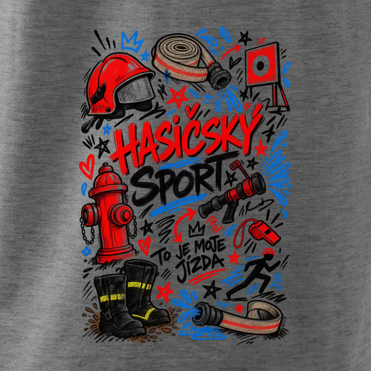 Hasičský sport - kreslené vybavení a terč