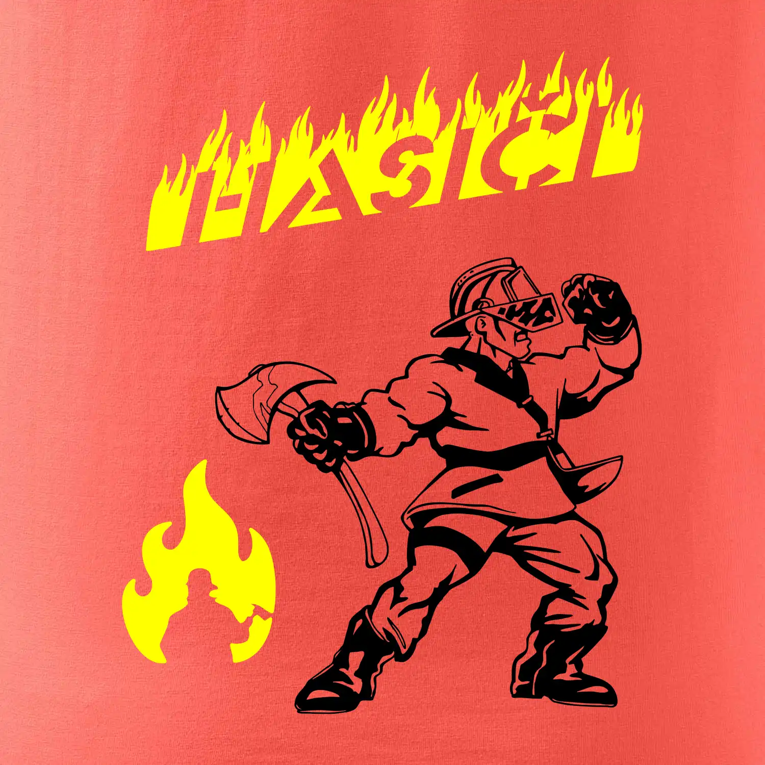 Hasič stojící - nápis hasiči - Velký nápis  na zádech