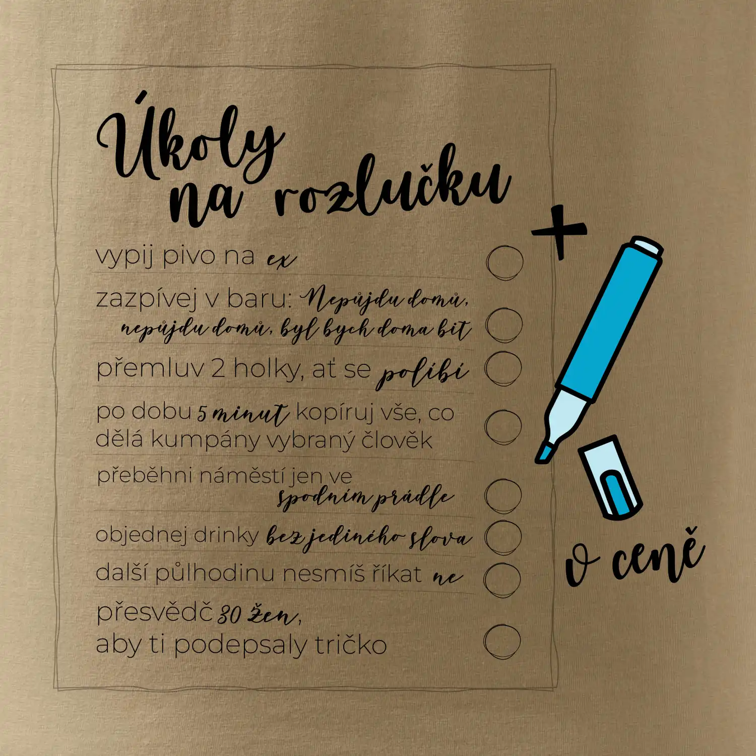 Triko na rozlučku s úkoly pro ženicha - lineární