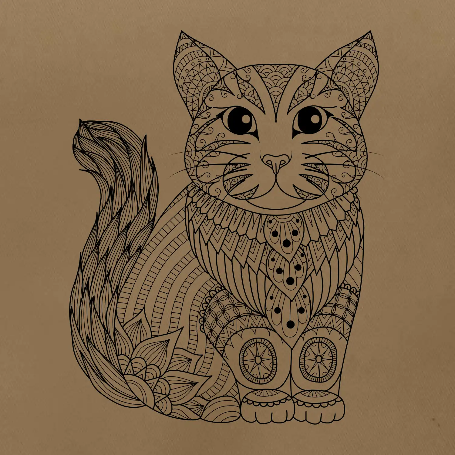 Kočka sedící mandala