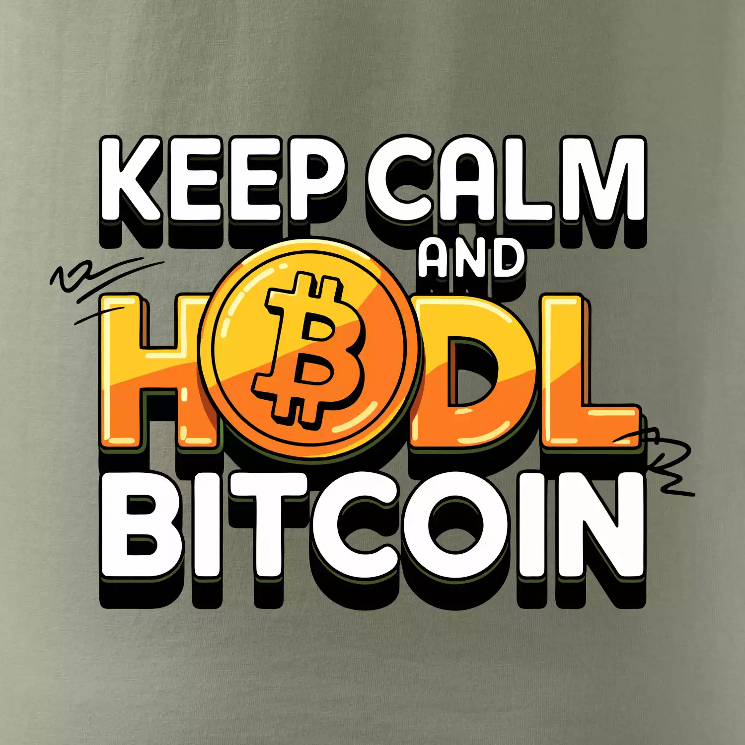 3D nápis Keep Calm and HODL Bitcoin