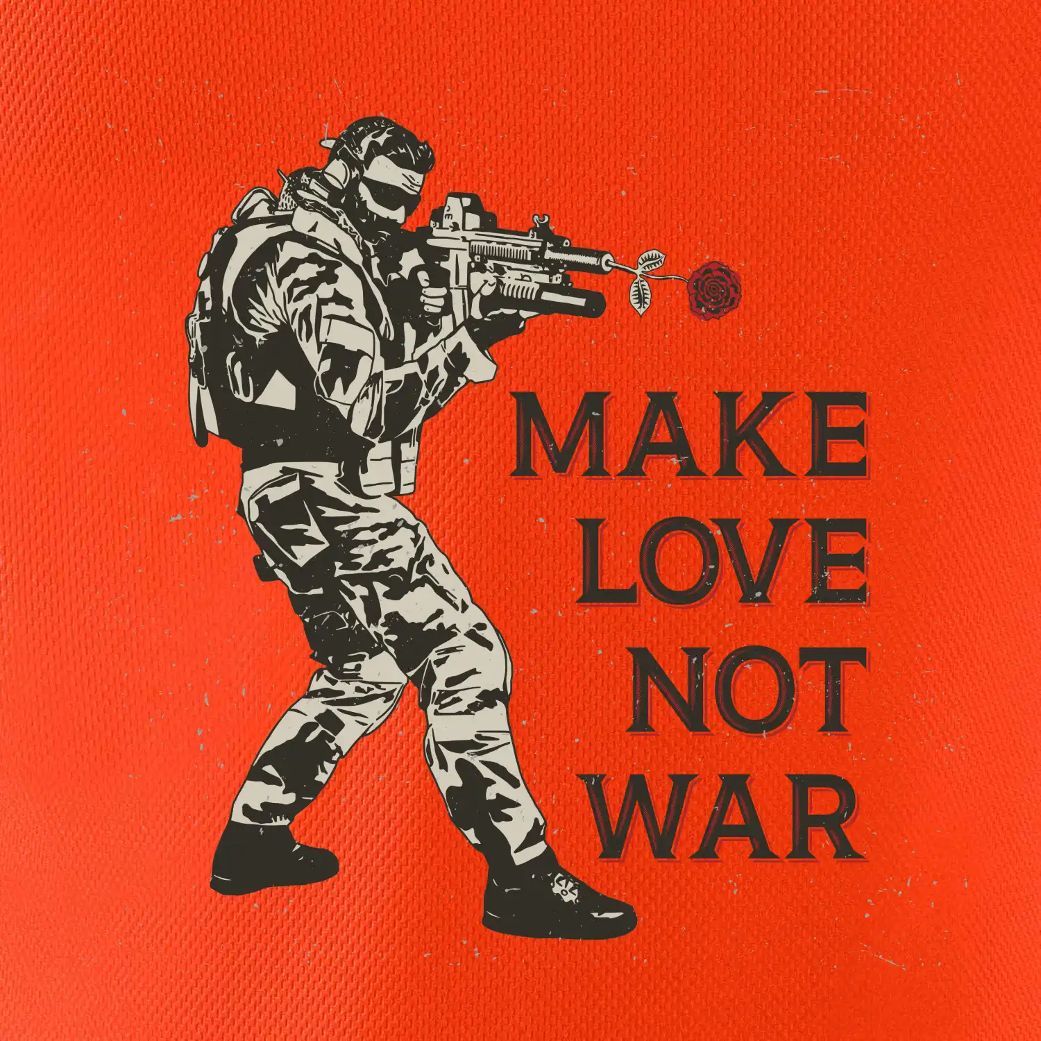 Růže ve zbrani, make love not war
