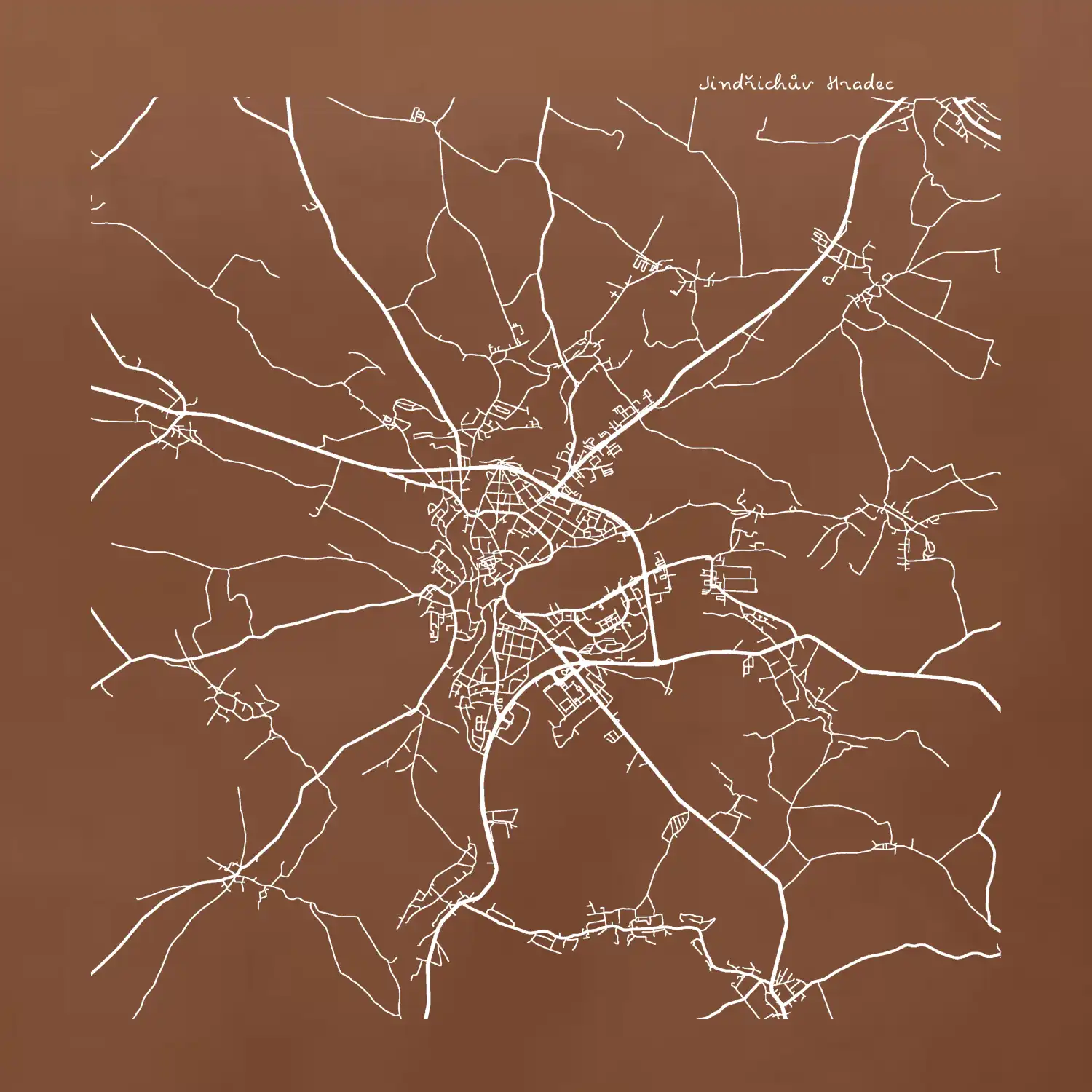 Černobílá mapa  Jindřichův Hradec (37701)