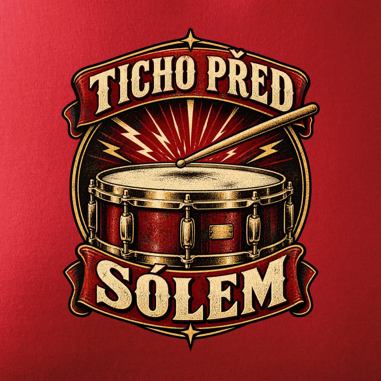 Ticho před sólem - vintage bubenický emblém