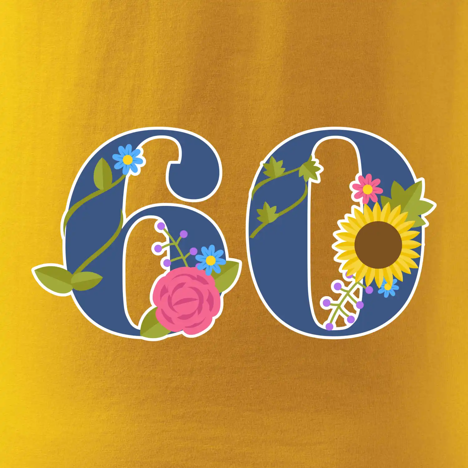 Květinové číslo kreslené - 60