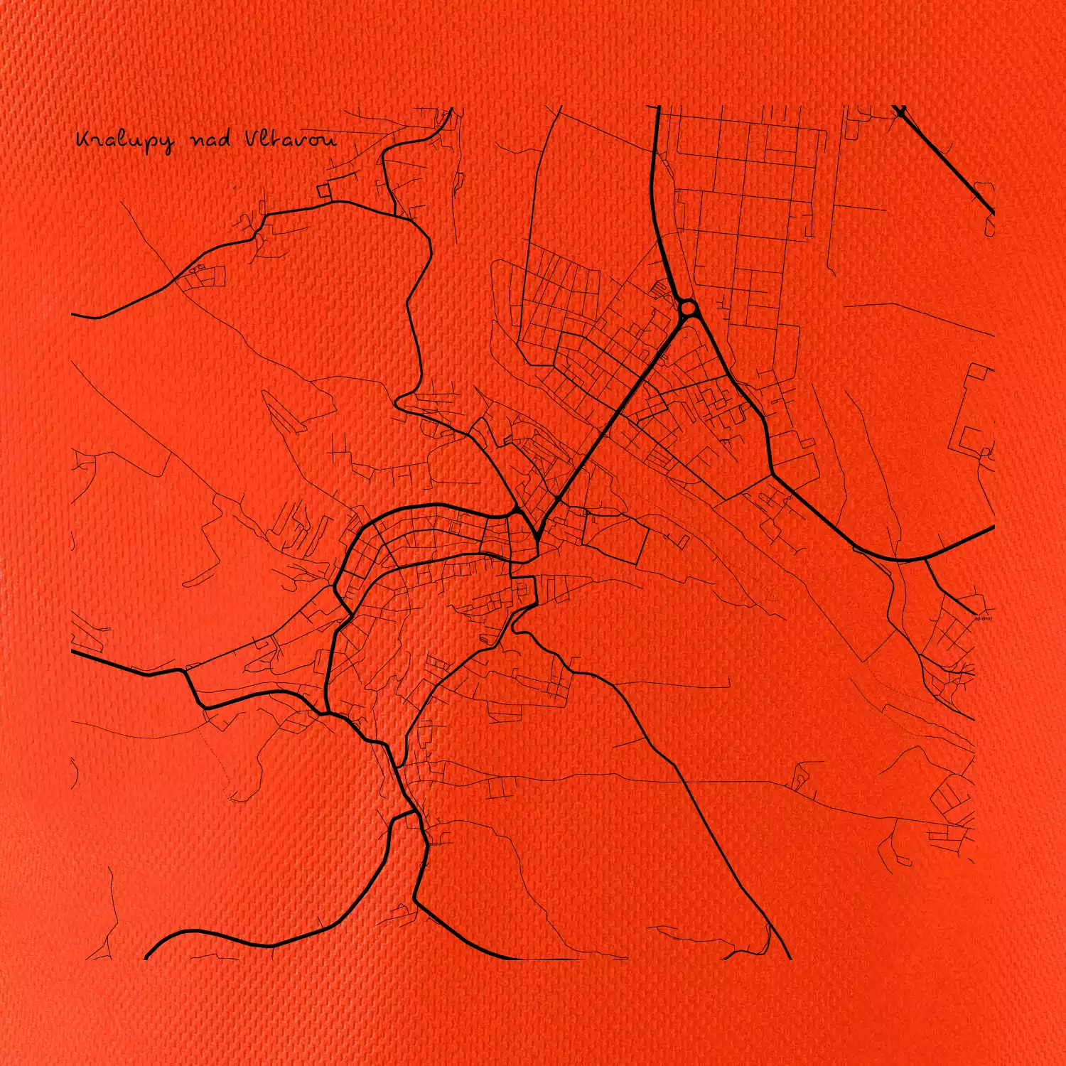 Černobílá mapa Kralupy nad Vltavou