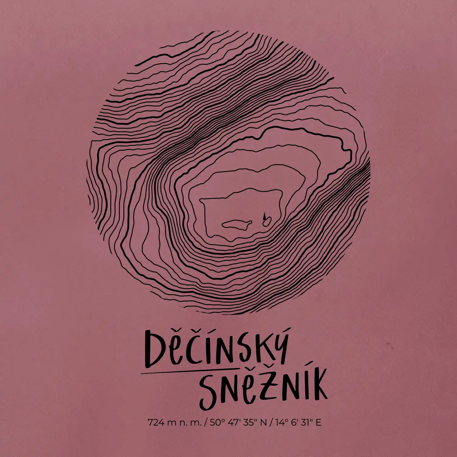 Děčínský Sněžník - vrstevnice v kruhu