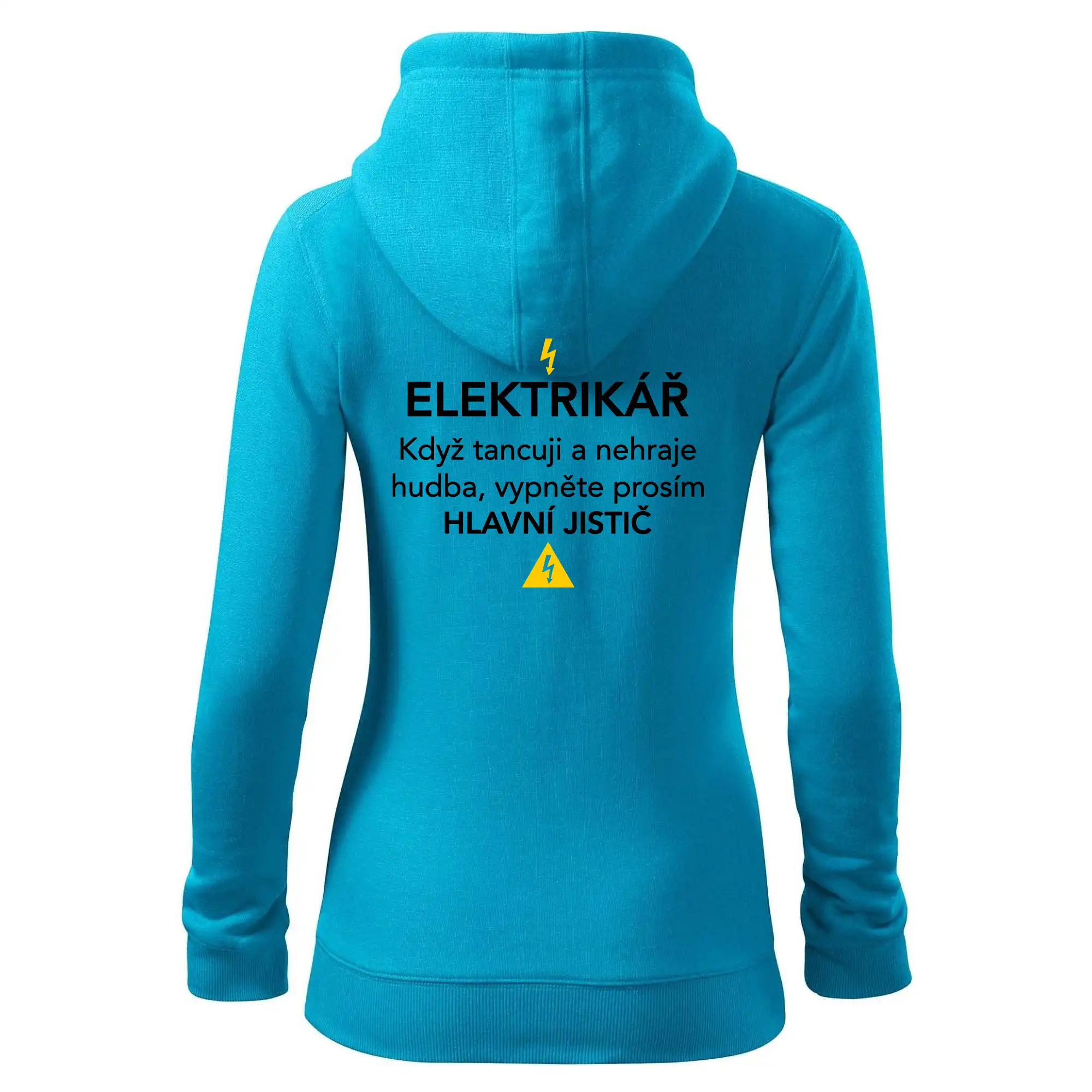 Elektrikář - hlavní jistič - Nápis na zádech