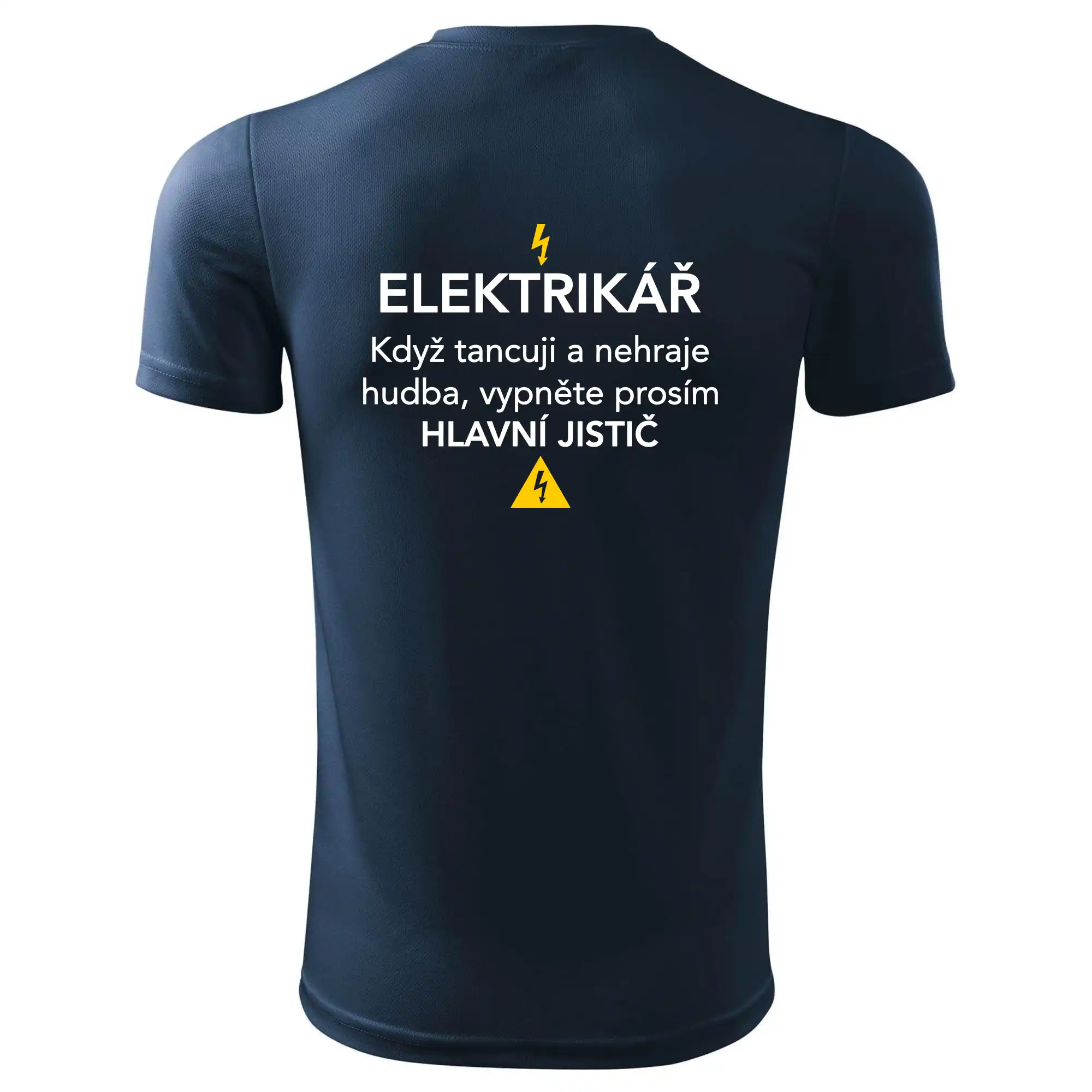 Elektrikář - hlavní jistič - Nápis na zádech