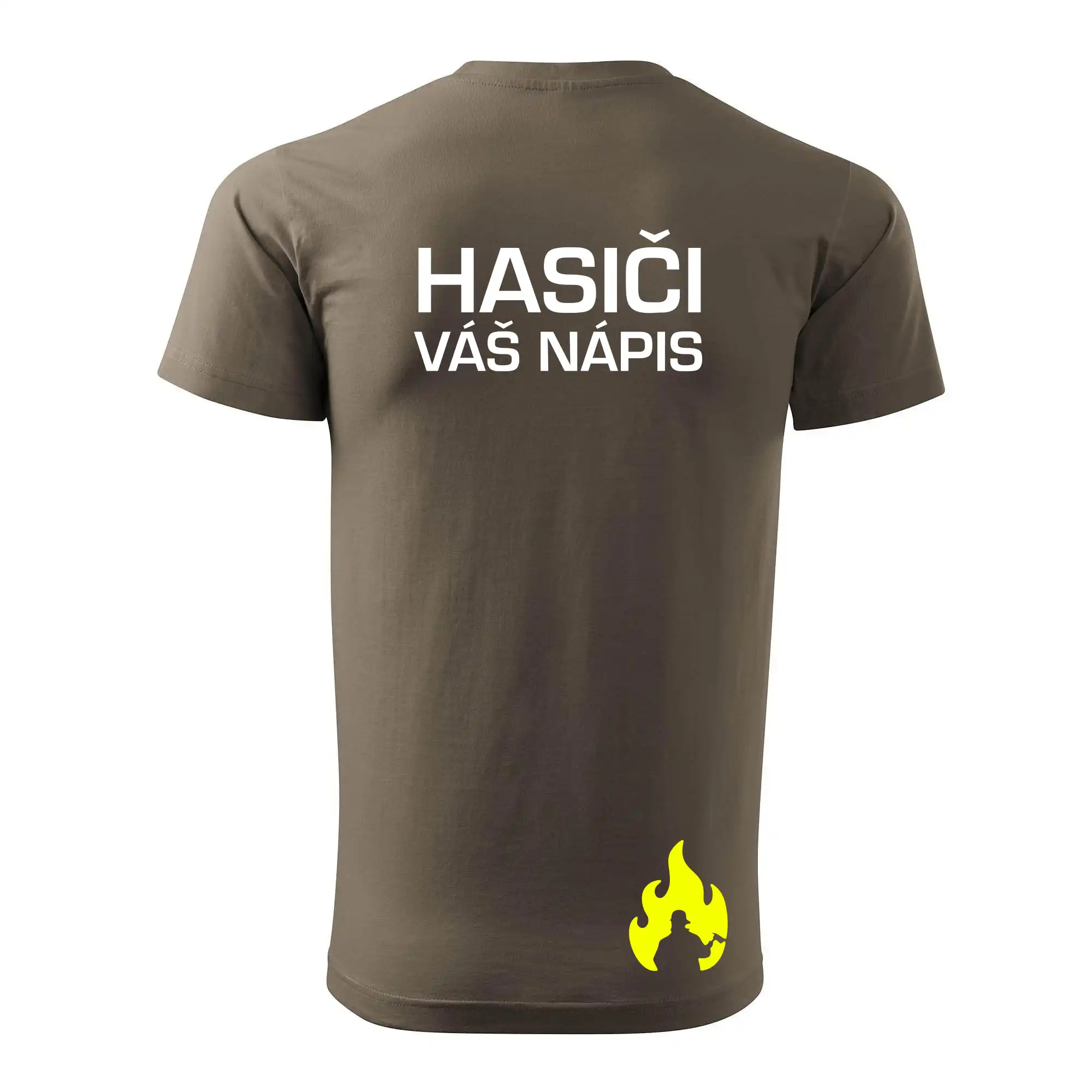 Hasič stojící - nápis hasiči - Velký nápis  na zádech