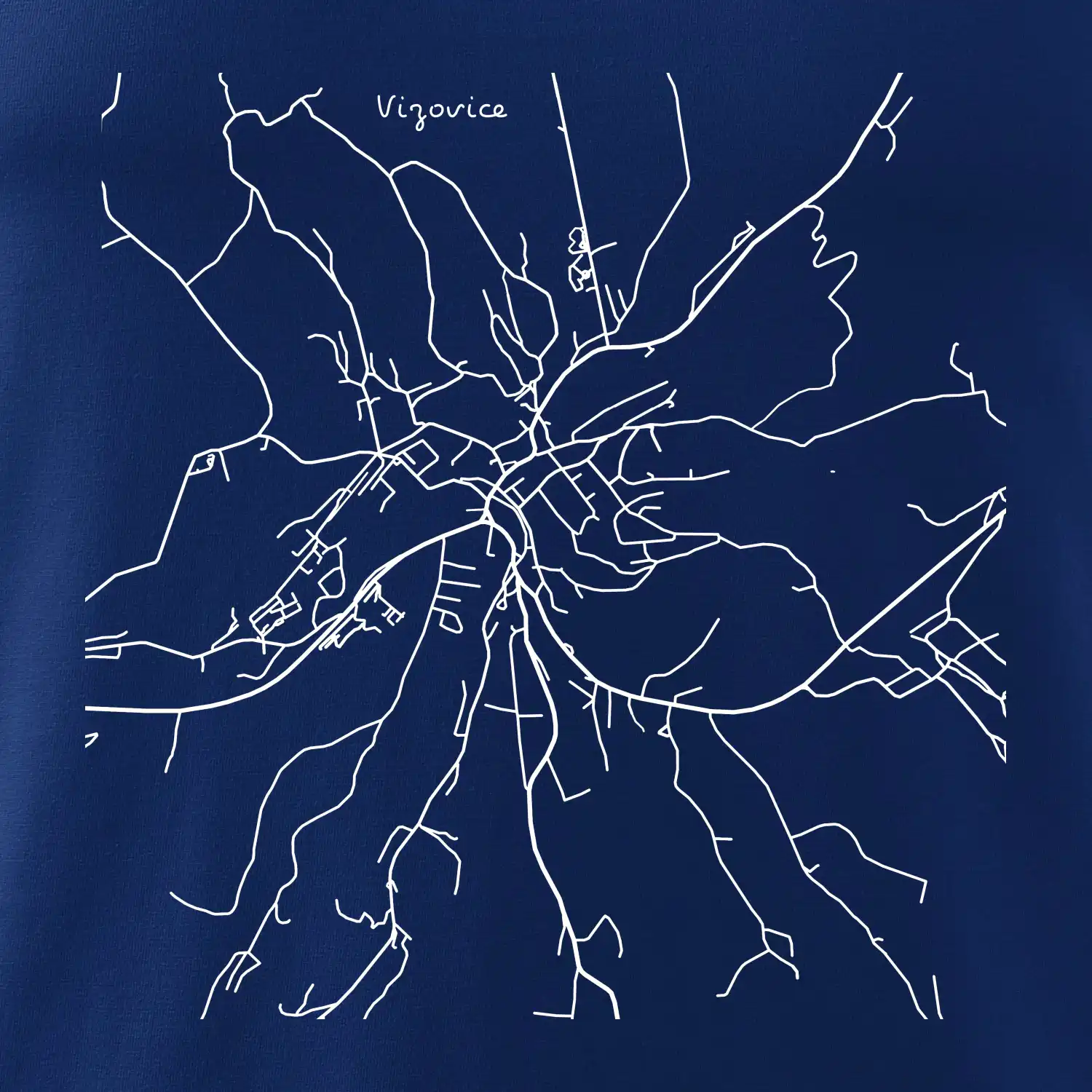 Černobílá mapa Vizovice